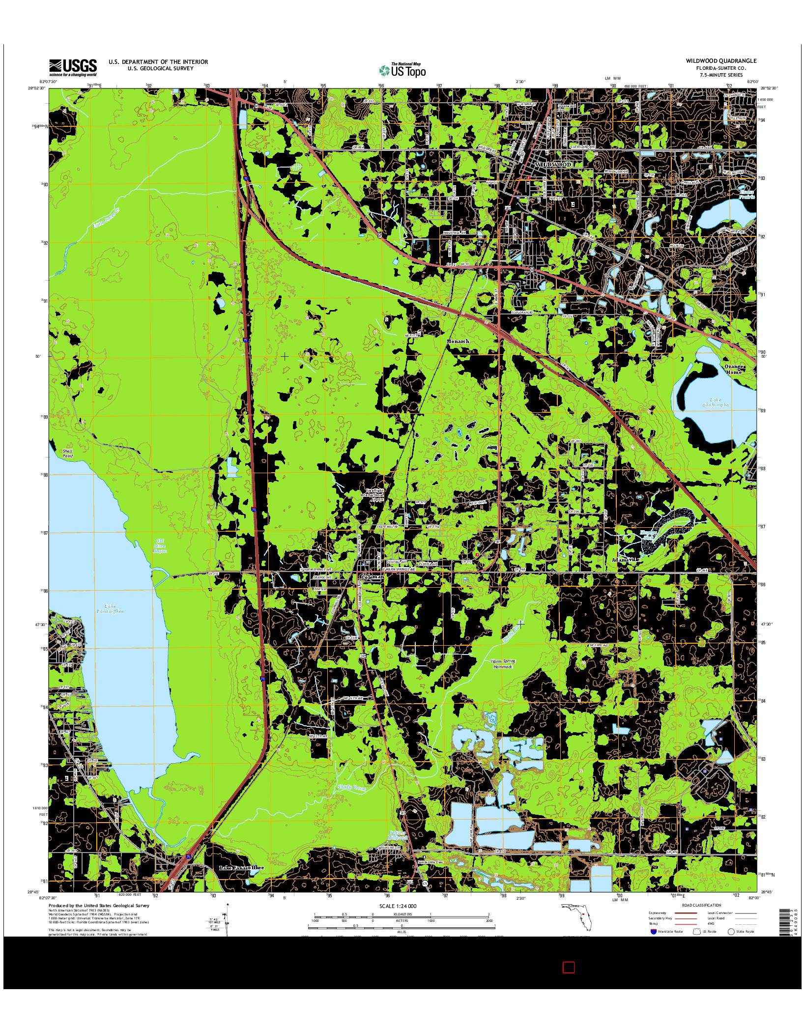 USGS US TOPO 7.5-MINUTE MAP FOR WILDWOOD, FL 2015