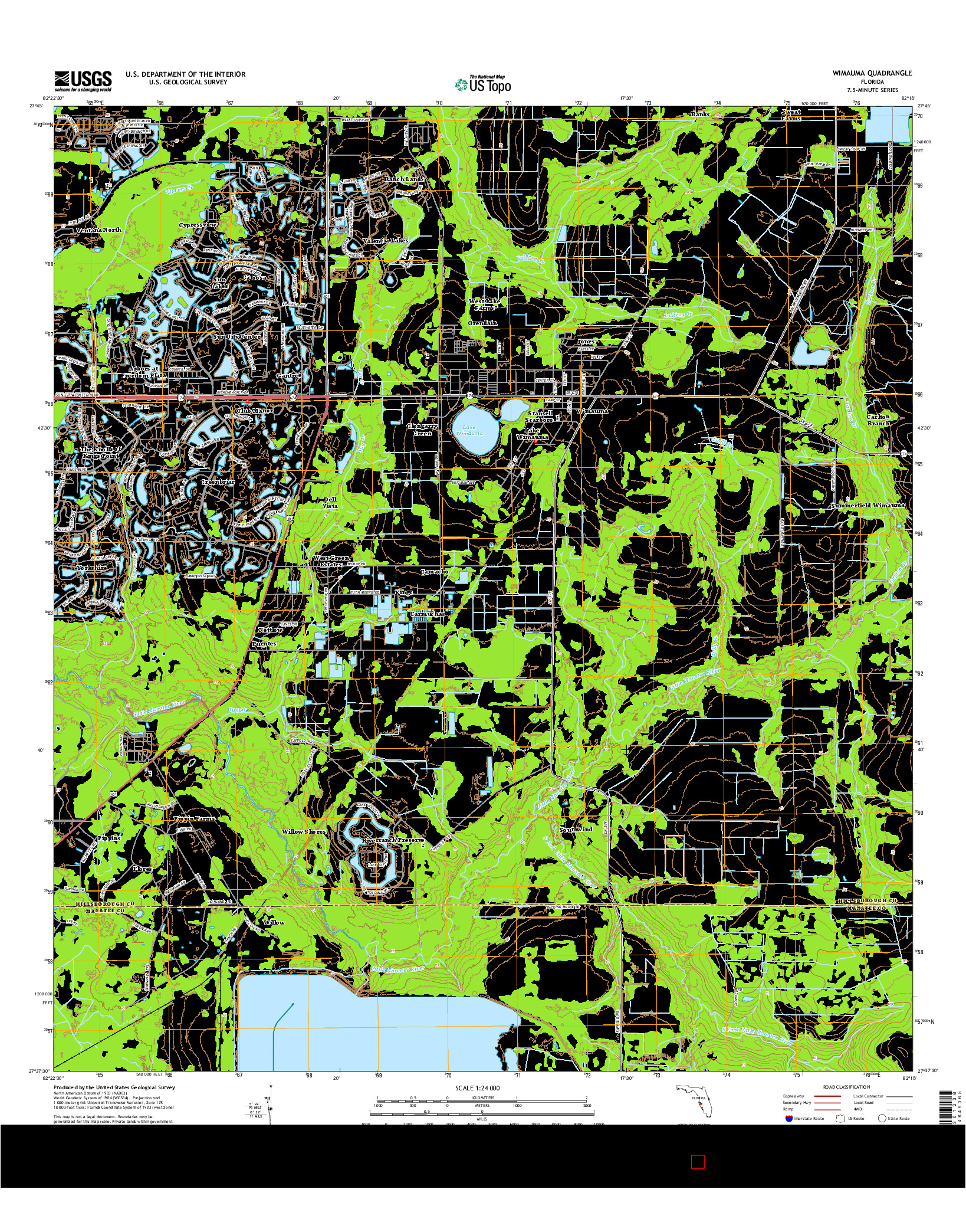 USGS US TOPO 7.5-MINUTE MAP FOR WIMAUMA, FL 2015
