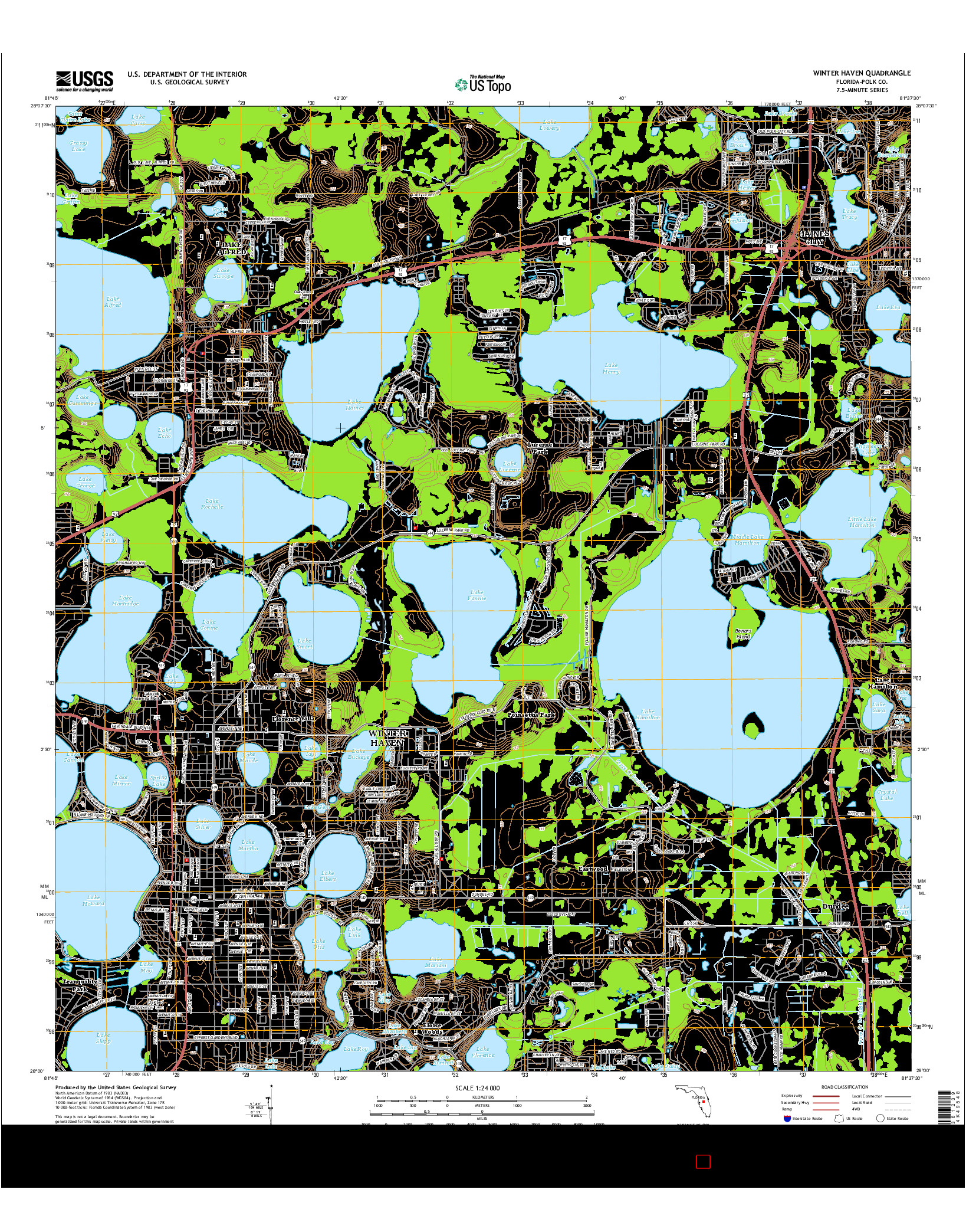 USGS US TOPO 7.5-MINUTE MAP FOR WINTER HAVEN, FL 2015