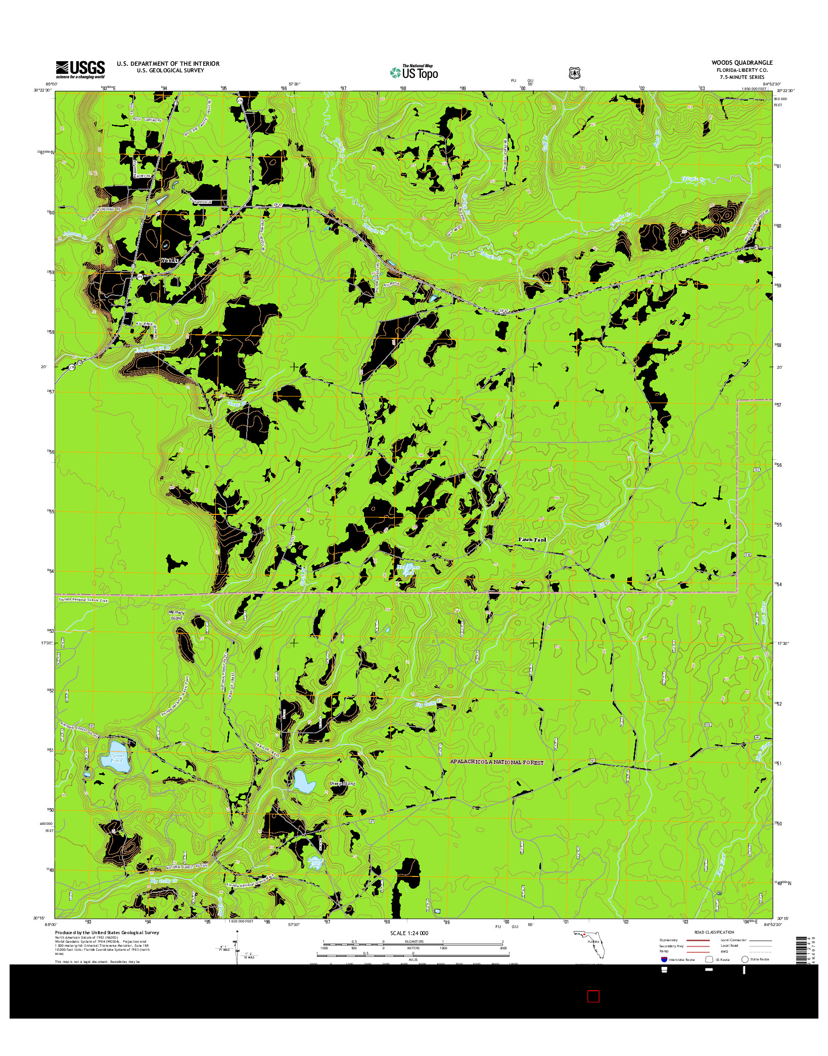 USGS US TOPO 7.5-MINUTE MAP FOR WOODS, FL 2015