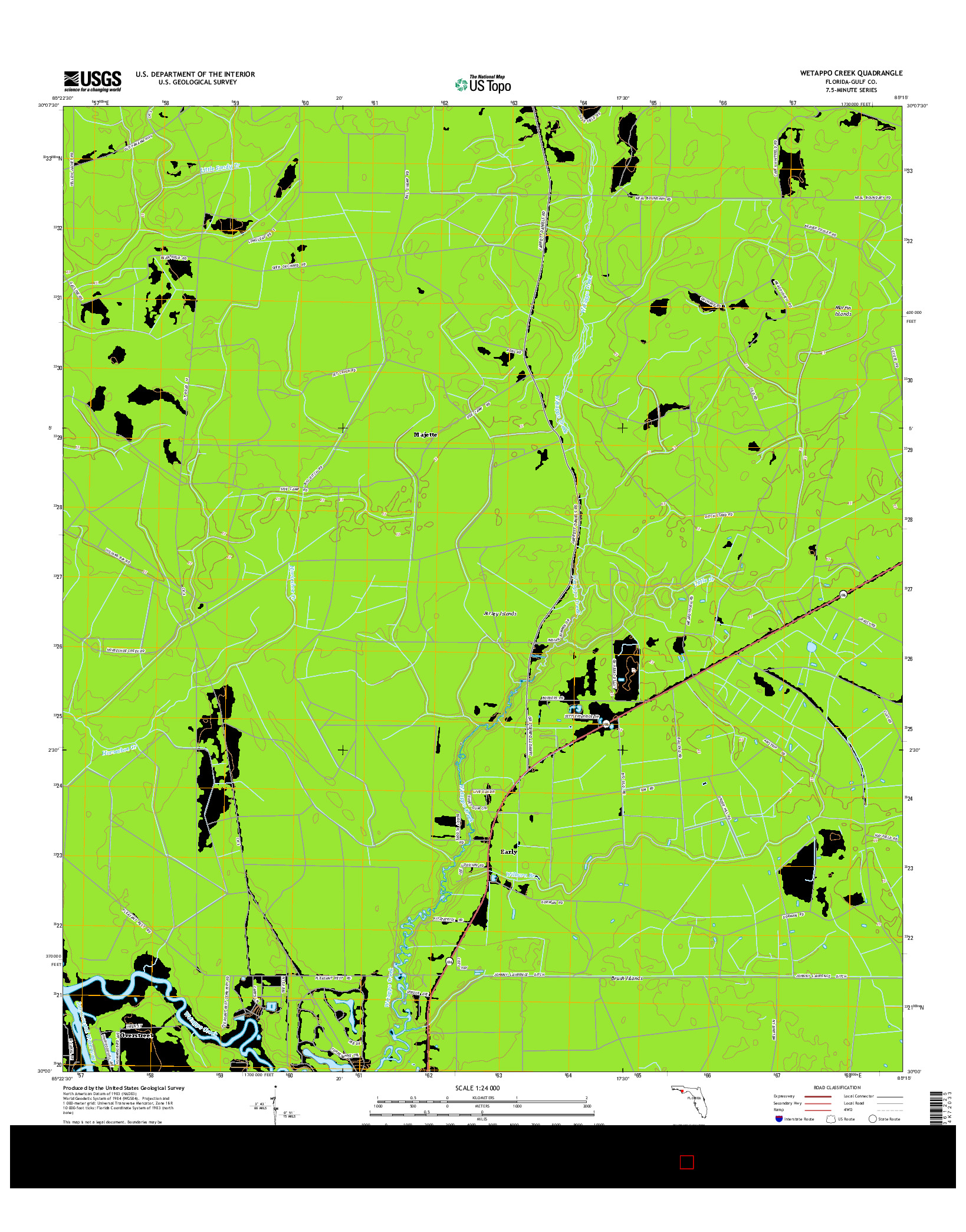 USGS US TOPO 7.5-MINUTE MAP FOR WETAPPO CREEK, FL 2015