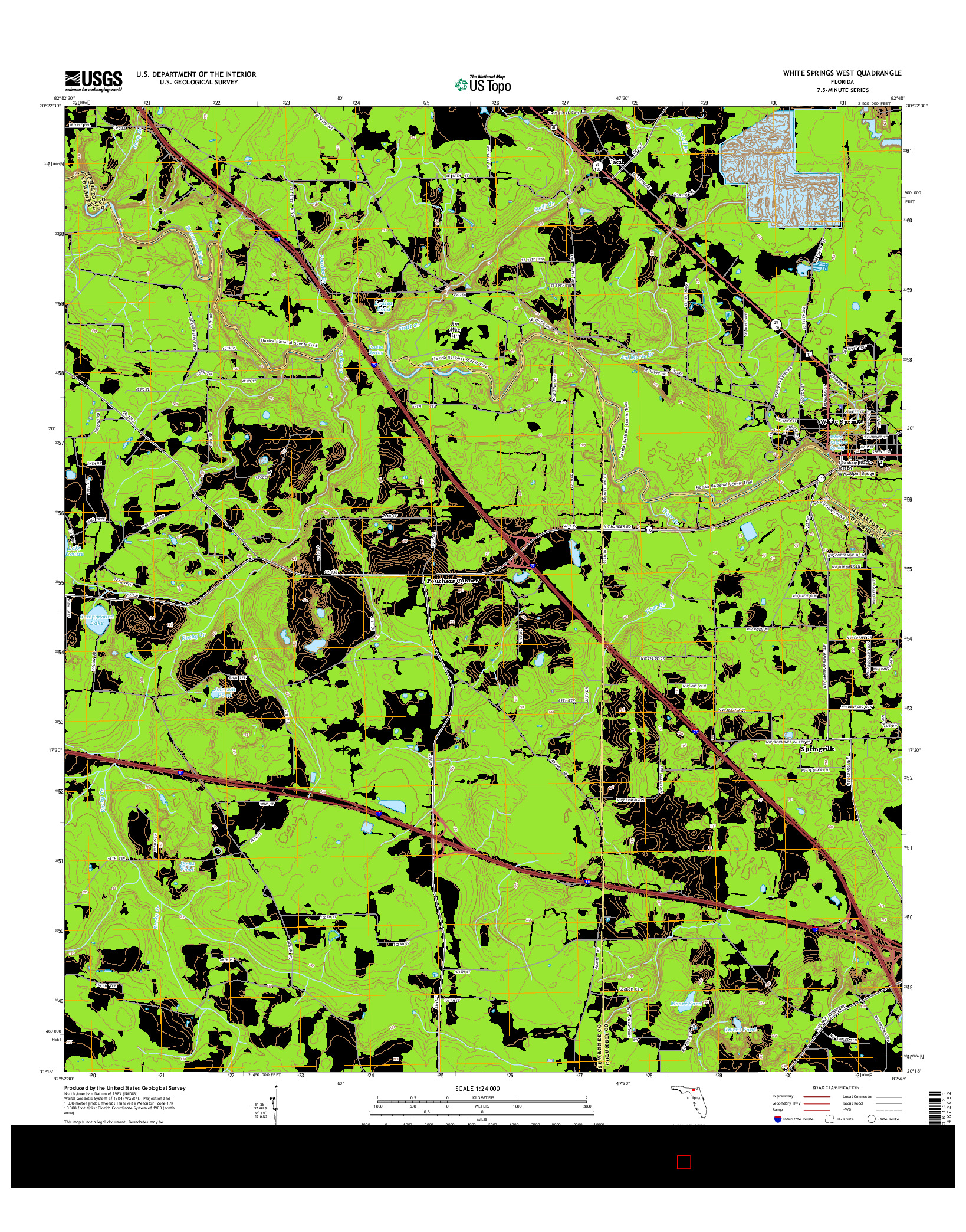 USGS US TOPO 7.5-MINUTE MAP FOR WHITE SPRINGS WEST, FL 2015