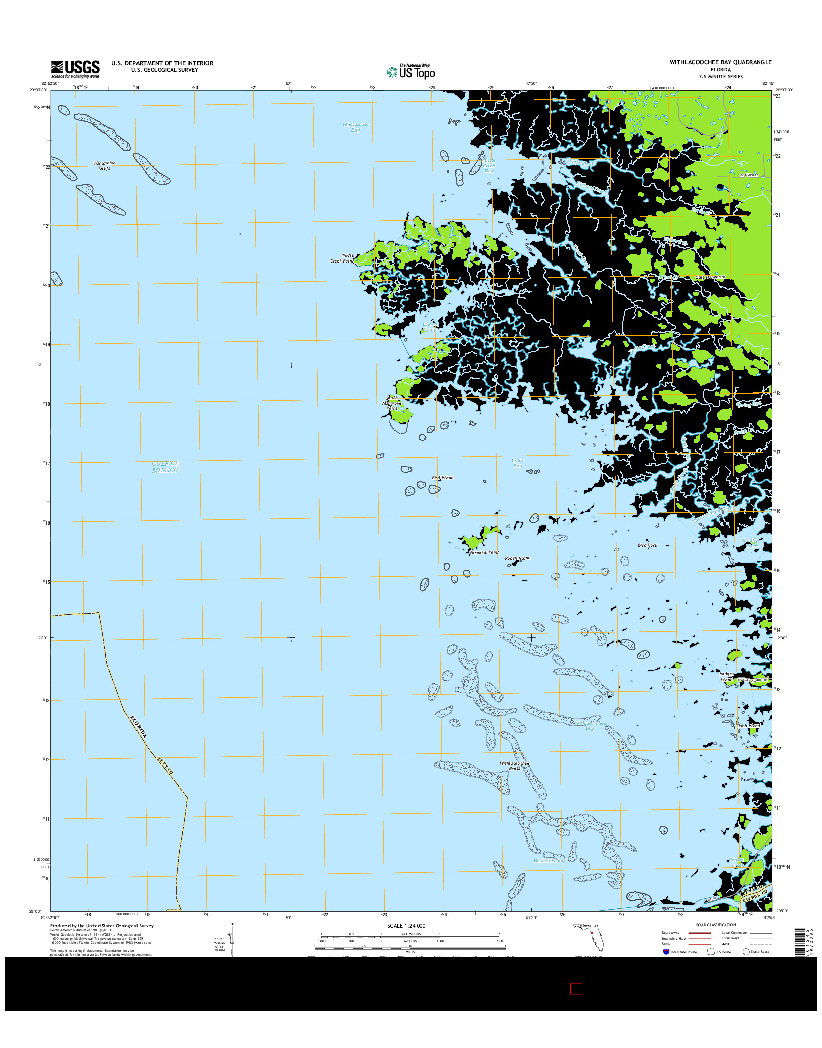 USGS US TOPO 7.5-MINUTE MAP FOR WITHLACOOCHEE BAY, FL 2015