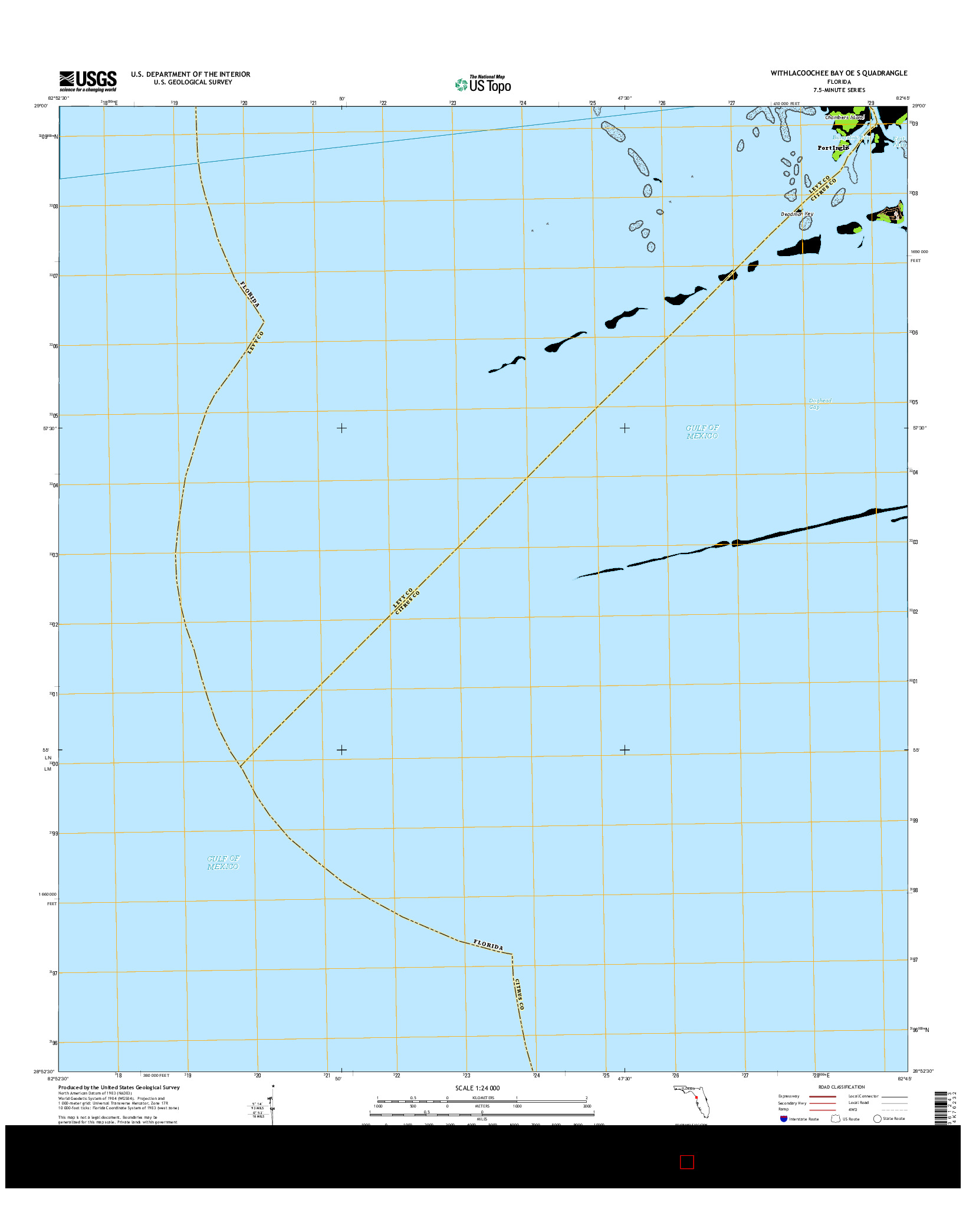 USGS US TOPO 7.5-MINUTE MAP FOR WITHLACOOCHEE BAY OE S, FL 2015