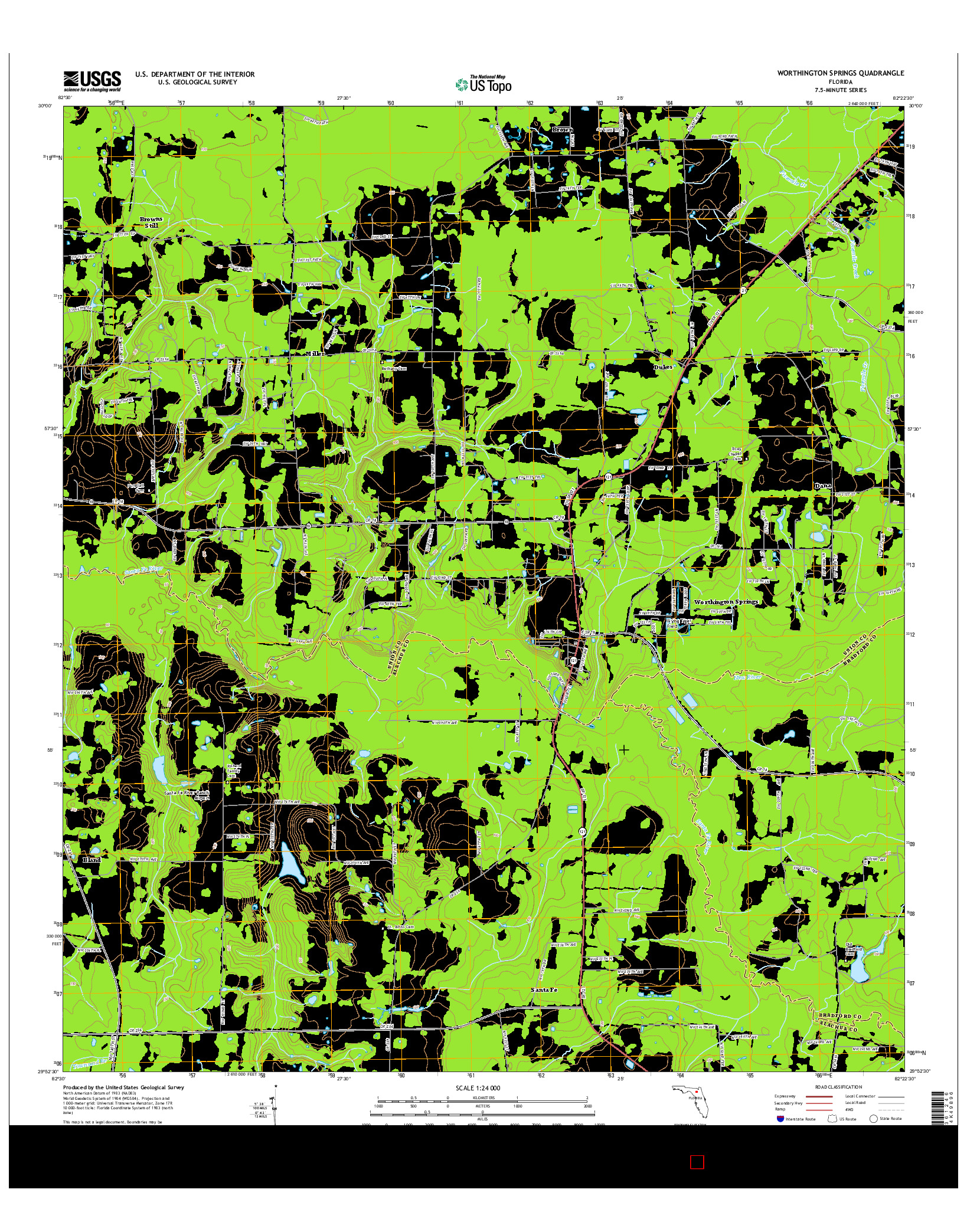 USGS US TOPO 7.5-MINUTE MAP FOR WORTHINGTON SPRINGS, FL 2015