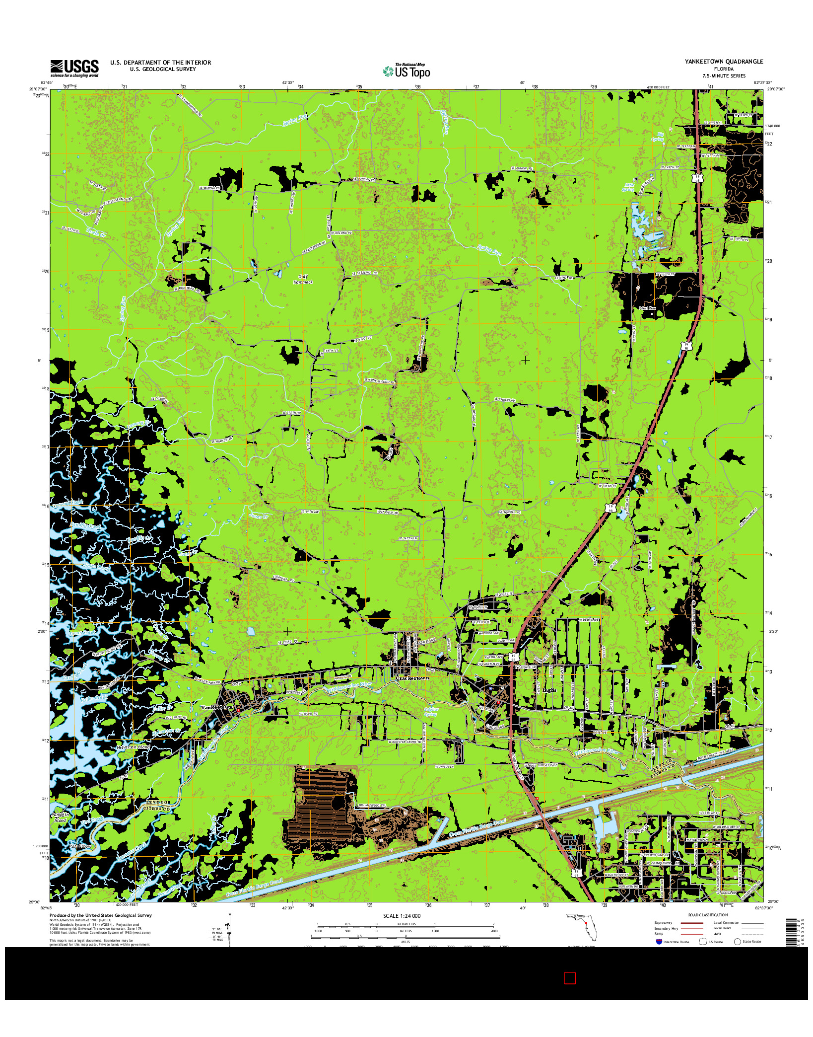USGS US TOPO 7.5-MINUTE MAP FOR YANKEETOWN, FL 2015