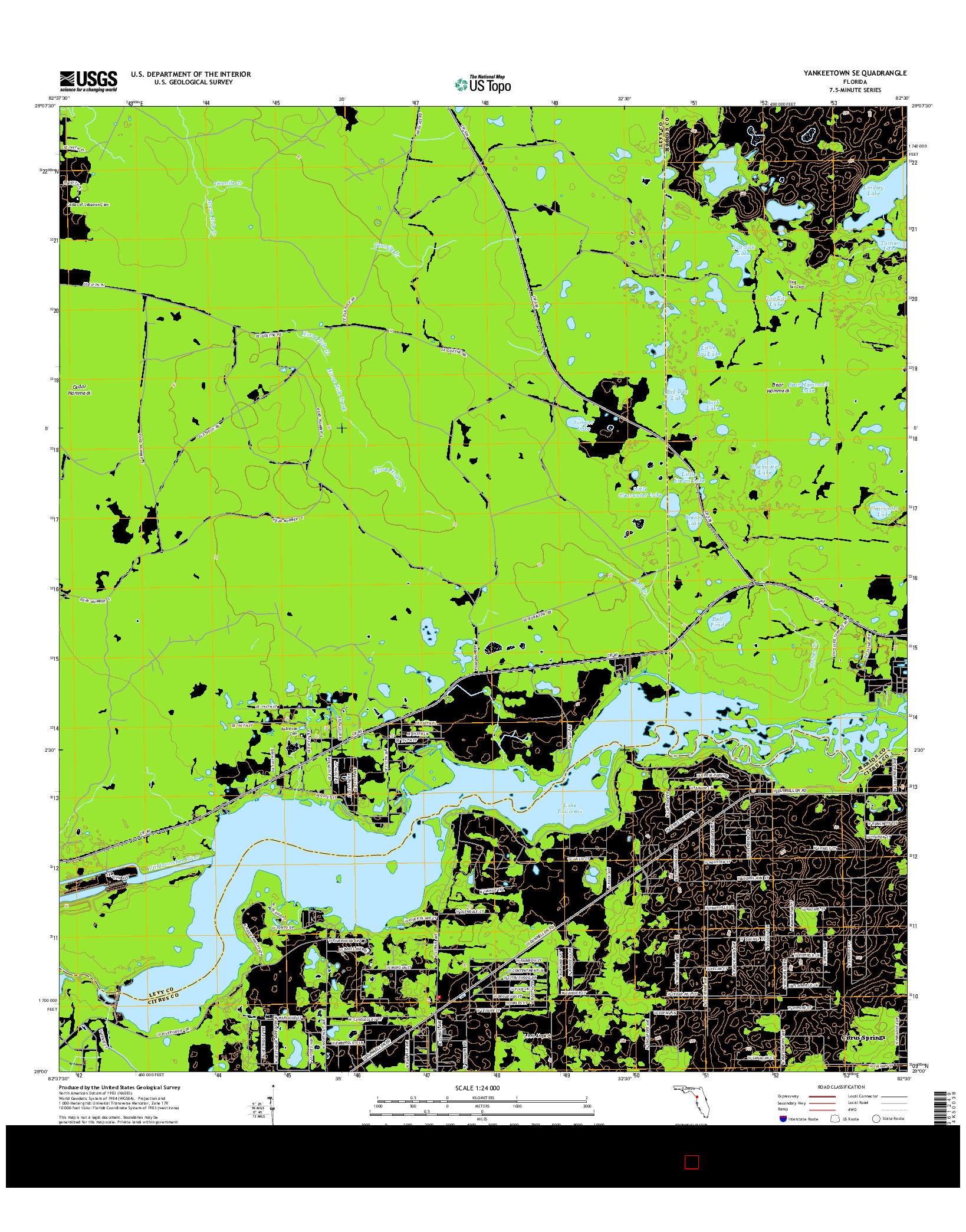 USGS US TOPO 7.5-MINUTE MAP FOR YANKEETOWN SE, FL 2015