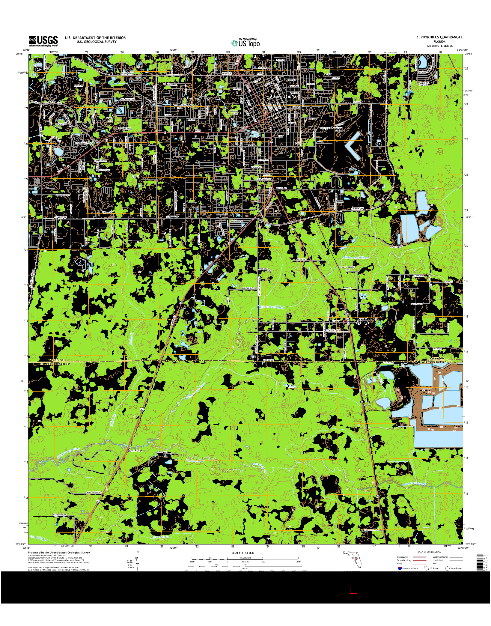 USGS US TOPO 7.5-MINUTE MAP FOR ZEPHYRHILLS, FL 2015
