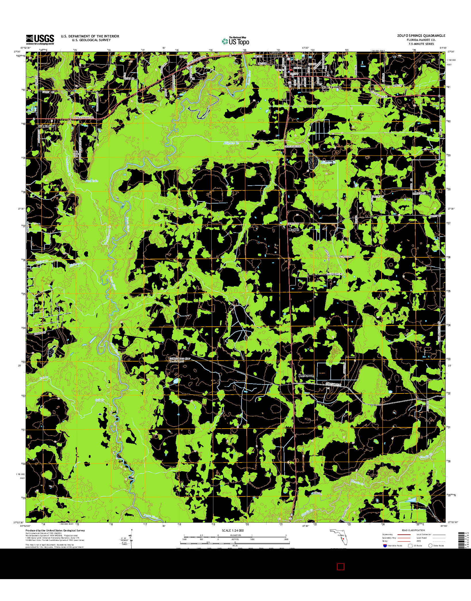 USGS US TOPO 7.5-MINUTE MAP FOR ZOLFO SPRINGS, FL 2015