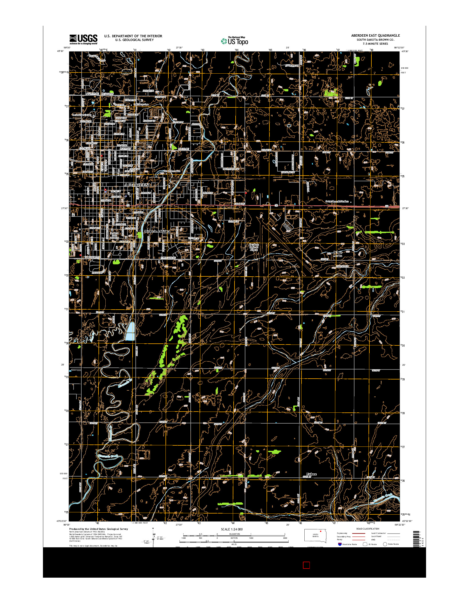 USGS US TOPO 7.5-MINUTE MAP FOR ABERDEEN EAST, SD 2015