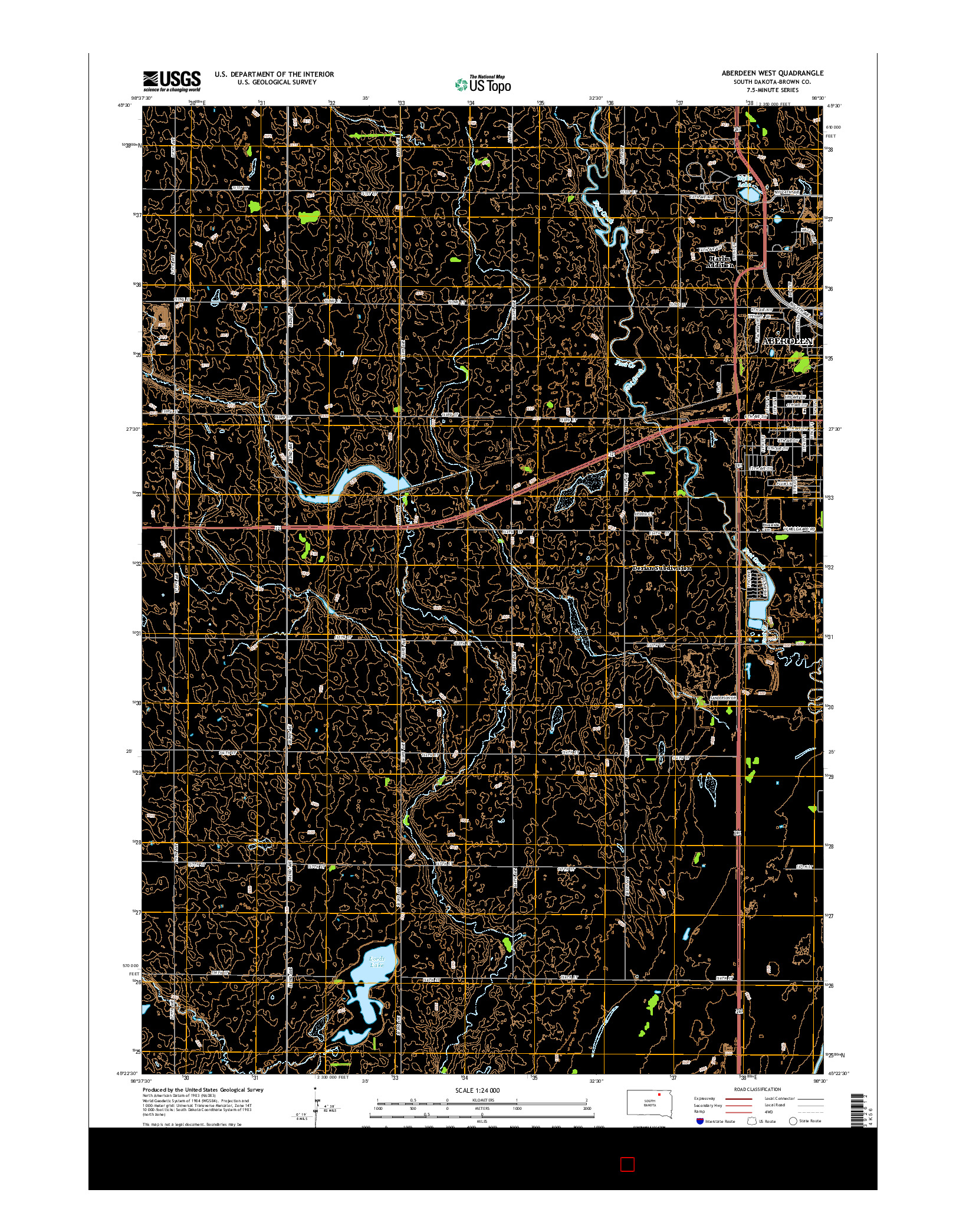 USGS US TOPO 7.5-MINUTE MAP FOR ABERDEEN WEST, SD 2015