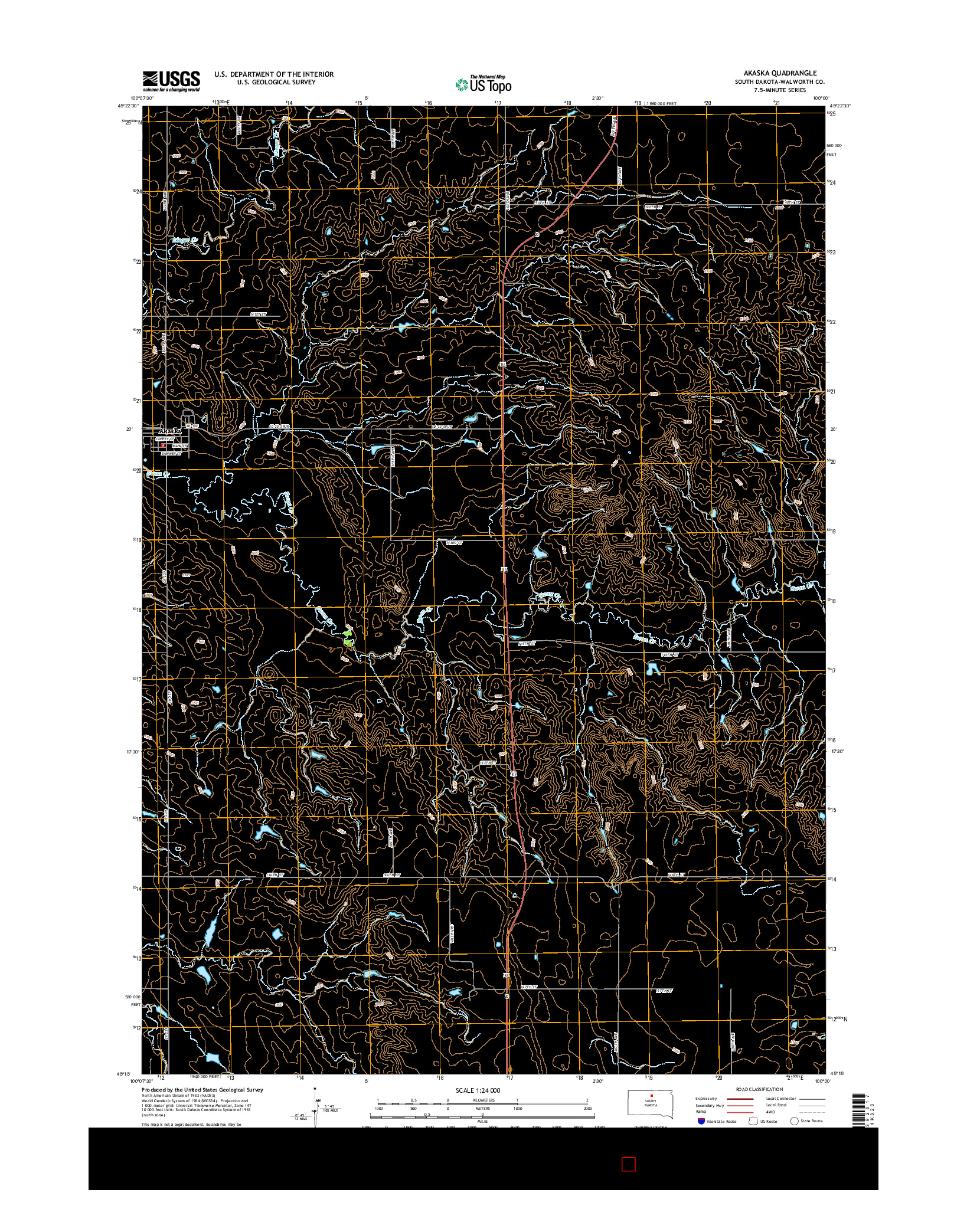 USGS US TOPO 7.5-MINUTE MAP FOR AKASKA, SD 2015