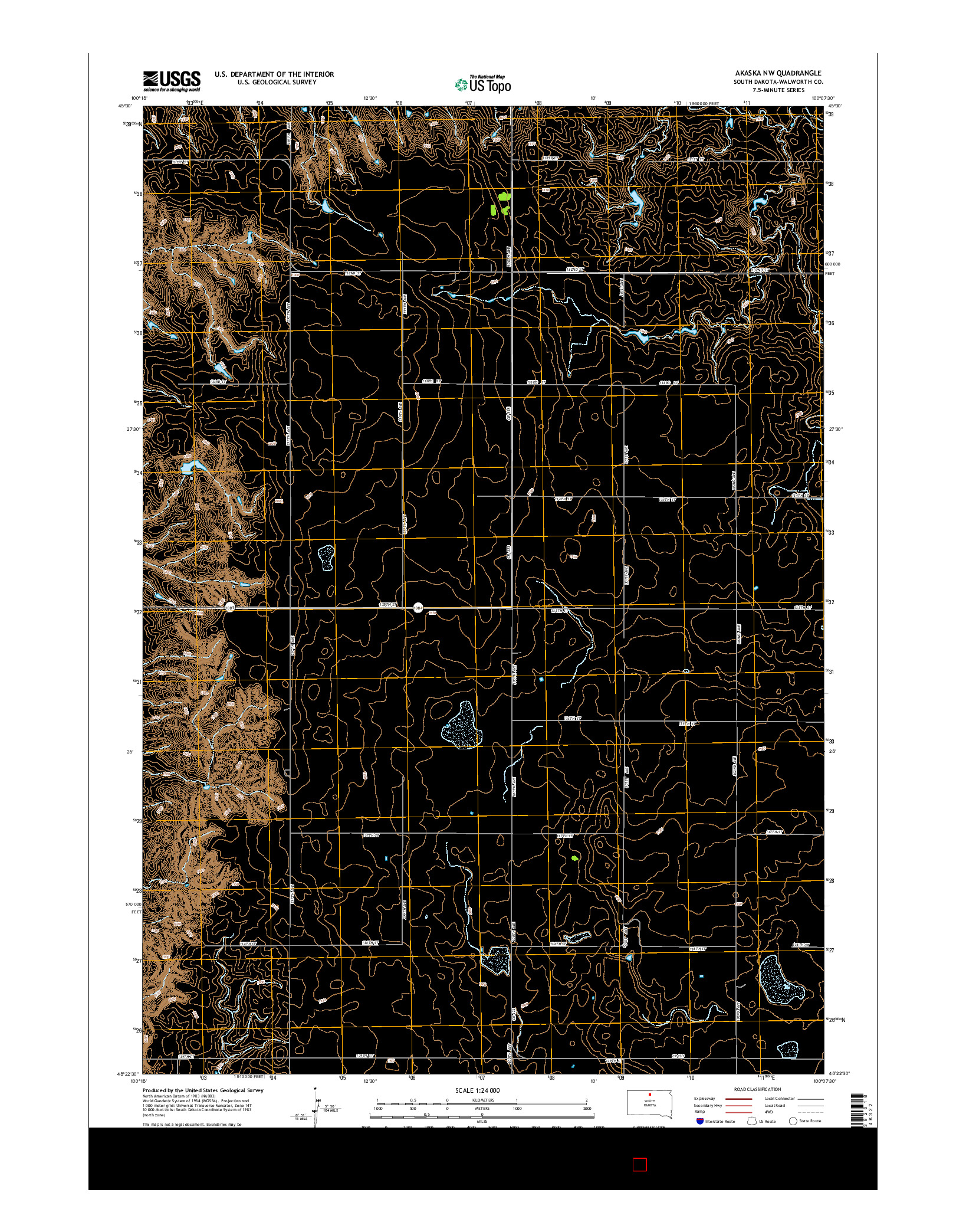 USGS US TOPO 7.5-MINUTE MAP FOR AKASKA NW, SD 2015