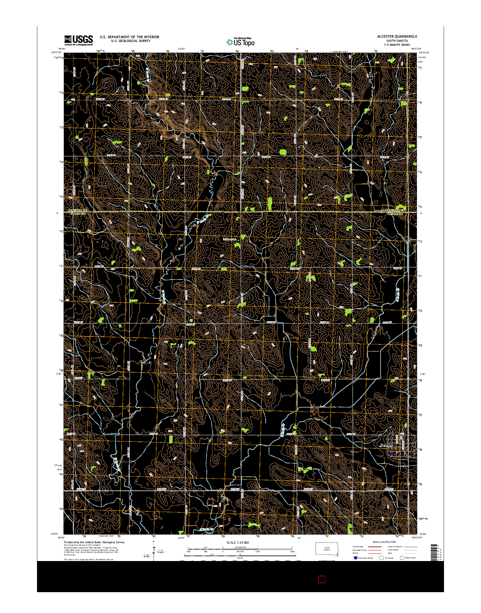 USGS US TOPO 7.5-MINUTE MAP FOR ALCESTER, SD 2015