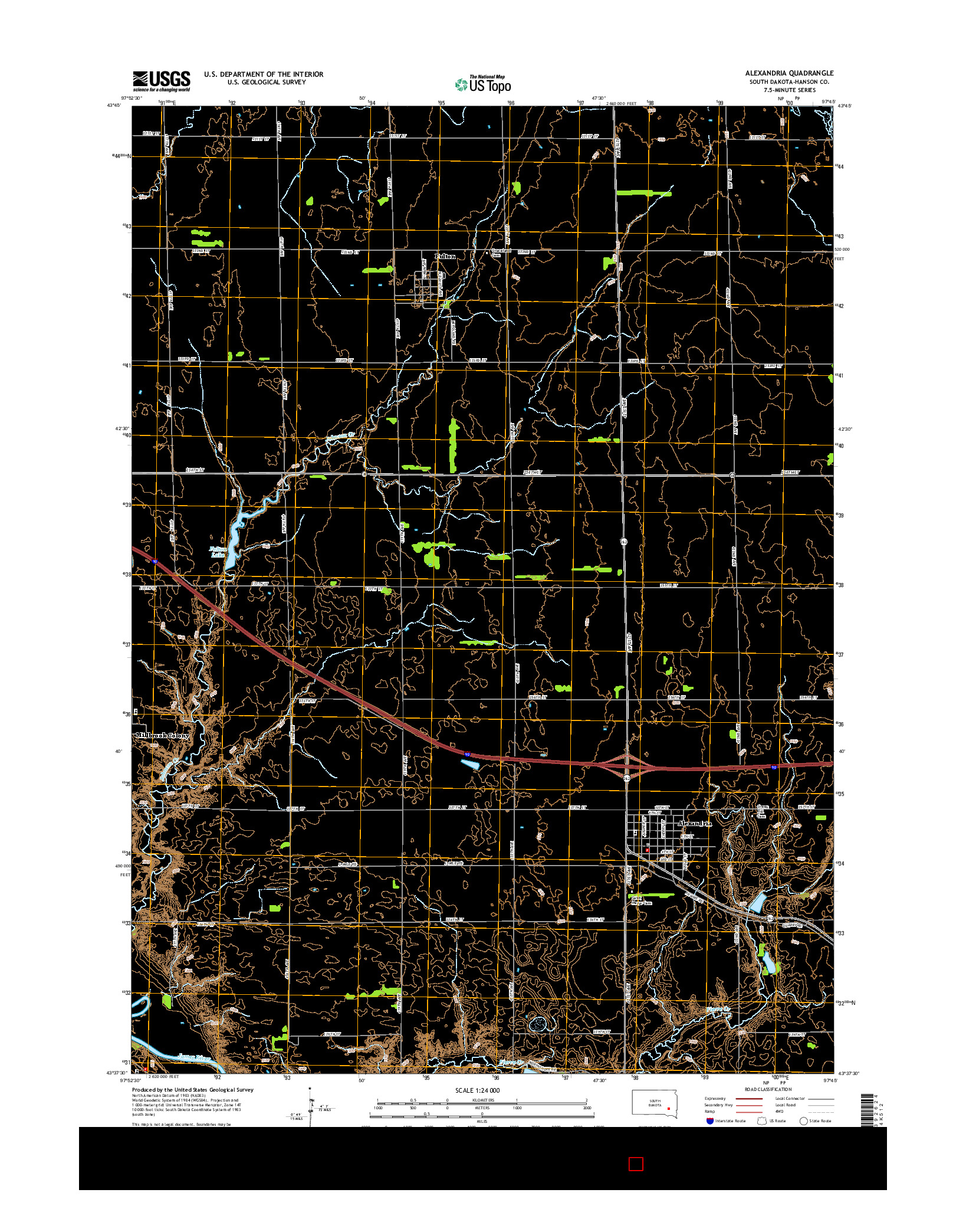 USGS US TOPO 7.5-MINUTE MAP FOR ALEXANDRIA, SD 2015