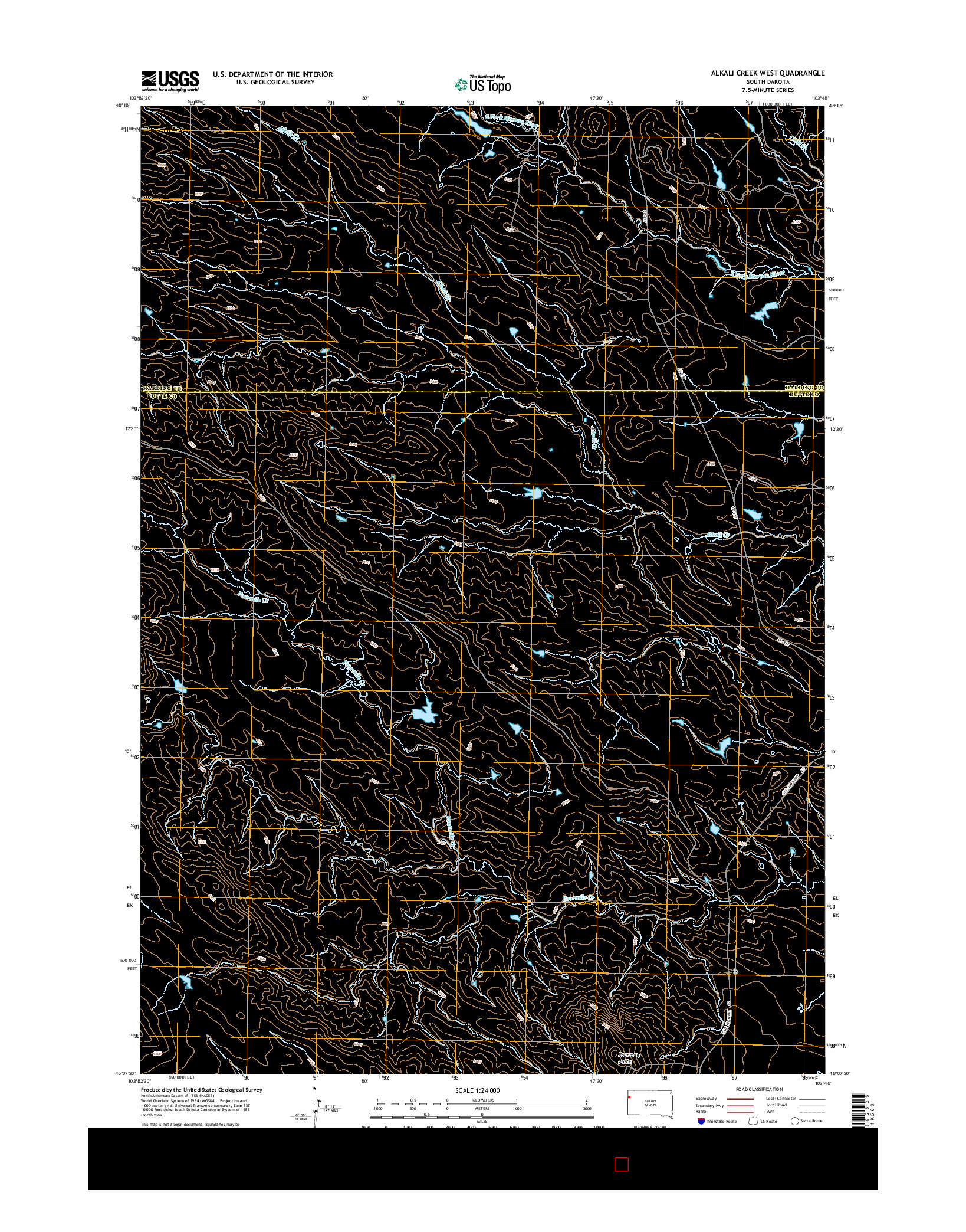 USGS US TOPO 7.5-MINUTE MAP FOR ALKALI CREEK WEST, SD 2015