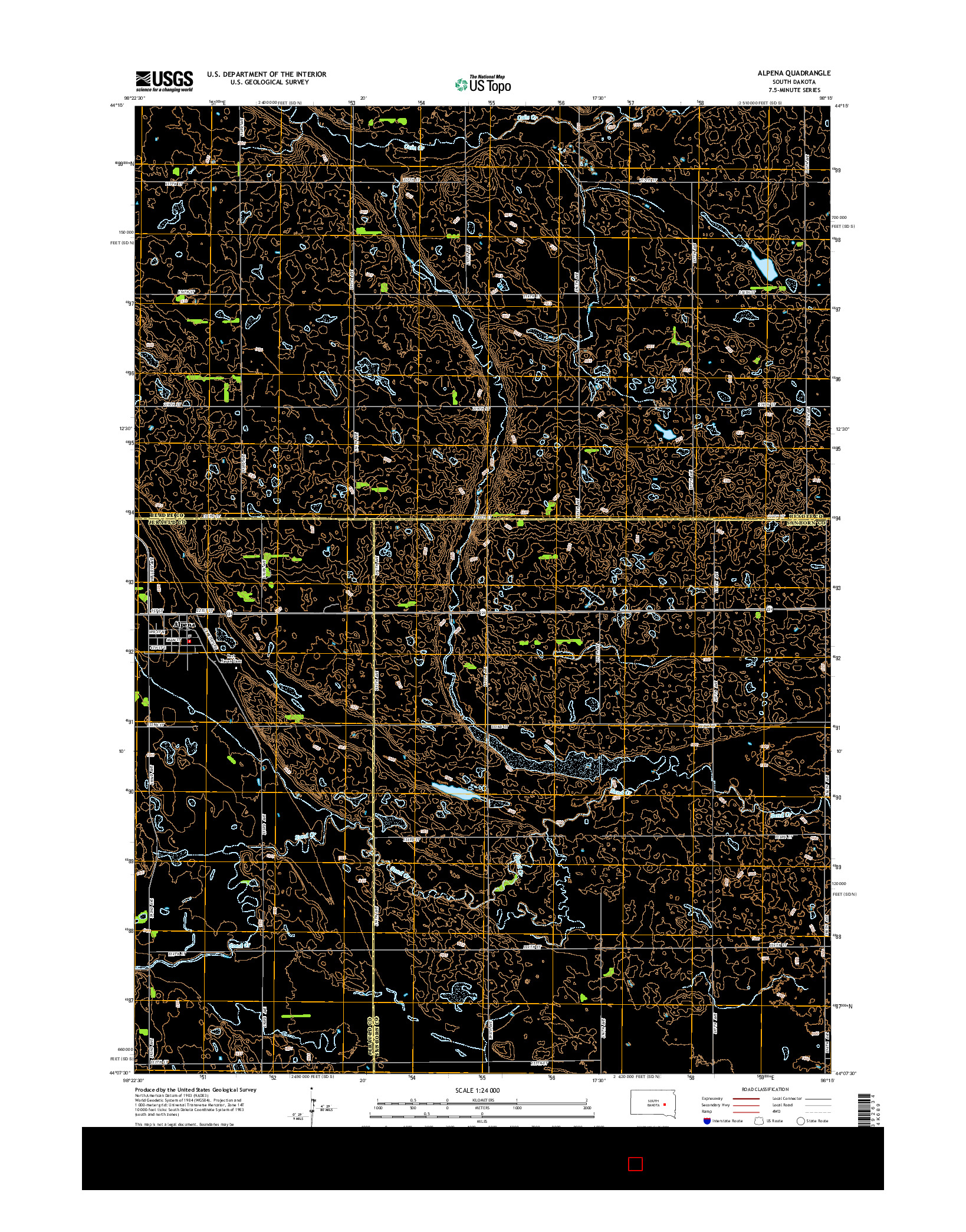 USGS US TOPO 7.5-MINUTE MAP FOR ALPENA, SD 2015