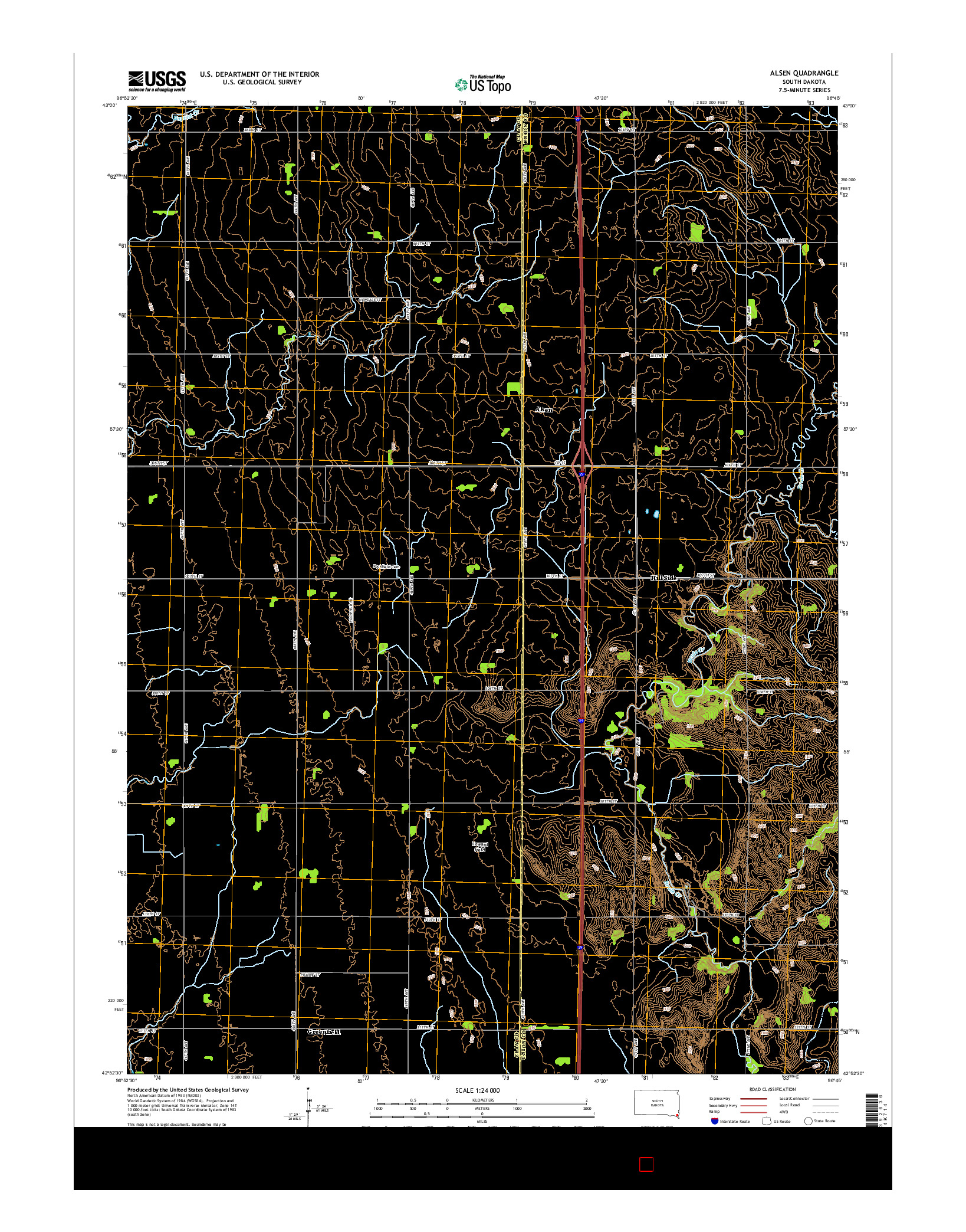USGS US TOPO 7.5-MINUTE MAP FOR ALSEN, SD 2015