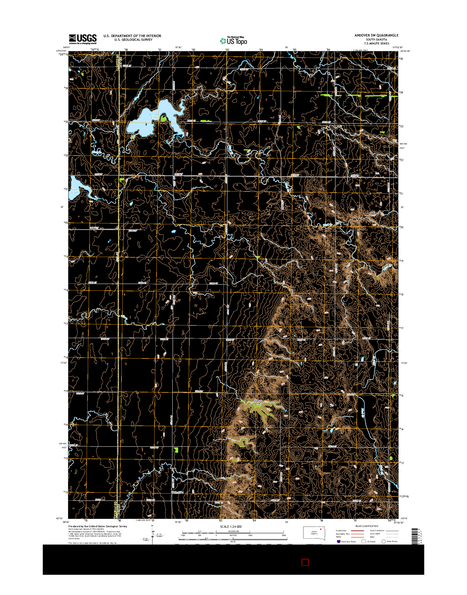 USGS US TOPO 7.5-MINUTE MAP FOR ANDOVER SW, SD 2015