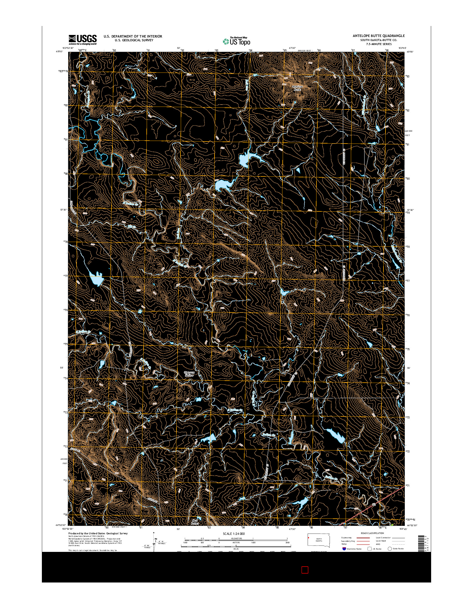 USGS US TOPO 7.5-MINUTE MAP FOR ANTELOPE BUTTE, SD 2015