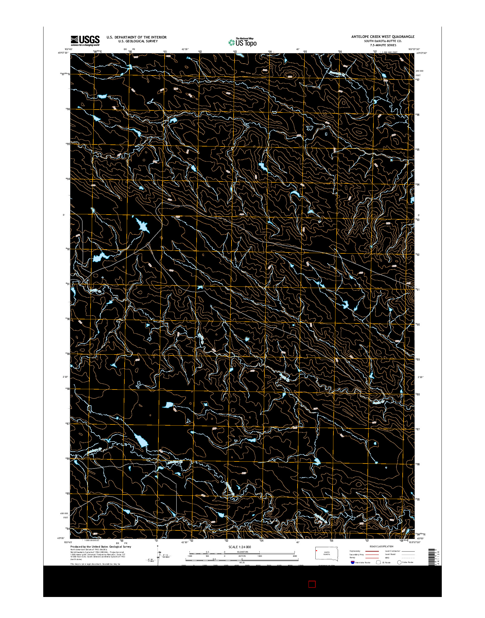 USGS US TOPO 7.5-MINUTE MAP FOR ANTELOPE CREEK WEST, SD 2015