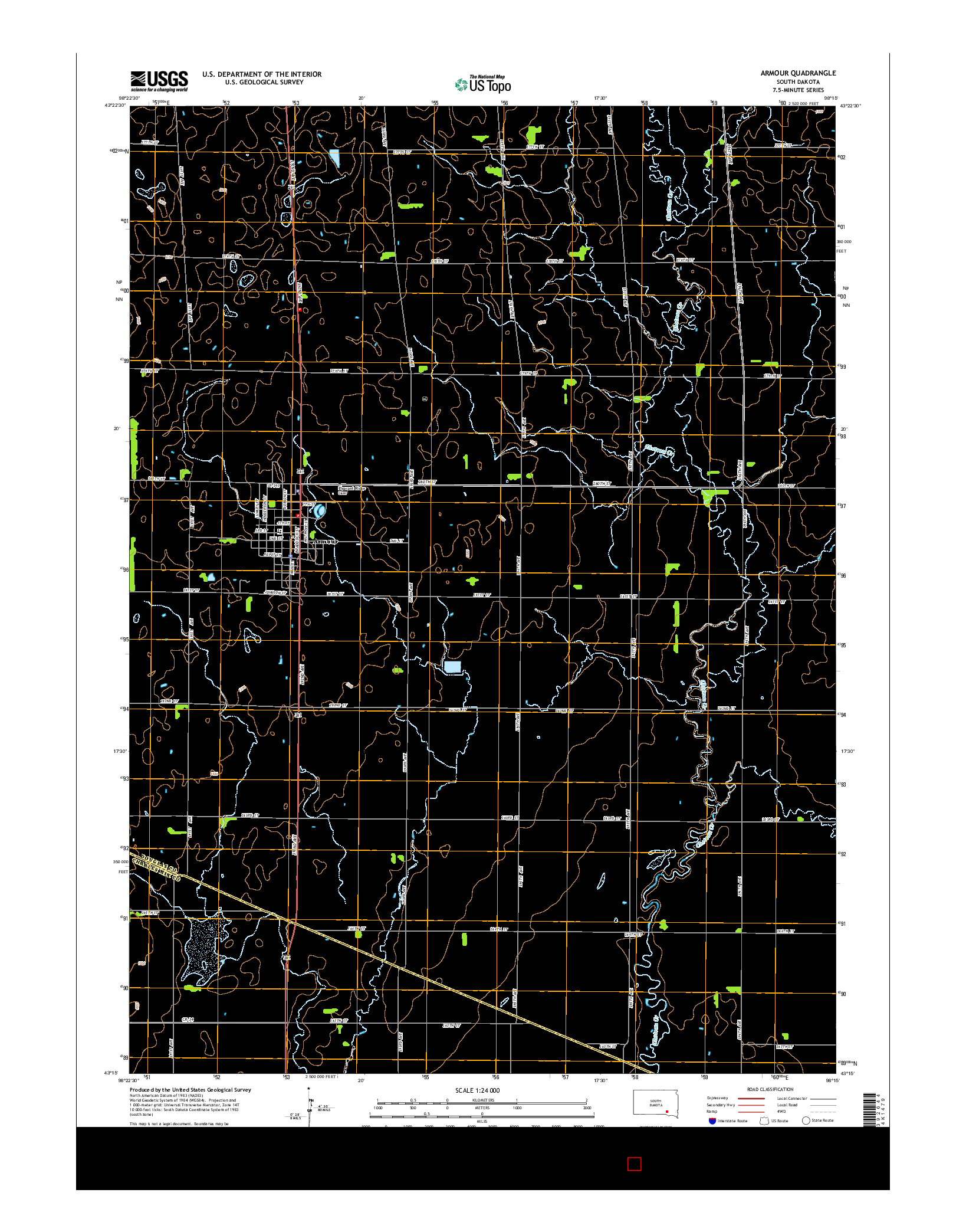 USGS US TOPO 7.5-MINUTE MAP FOR ARMOUR, SD 2015