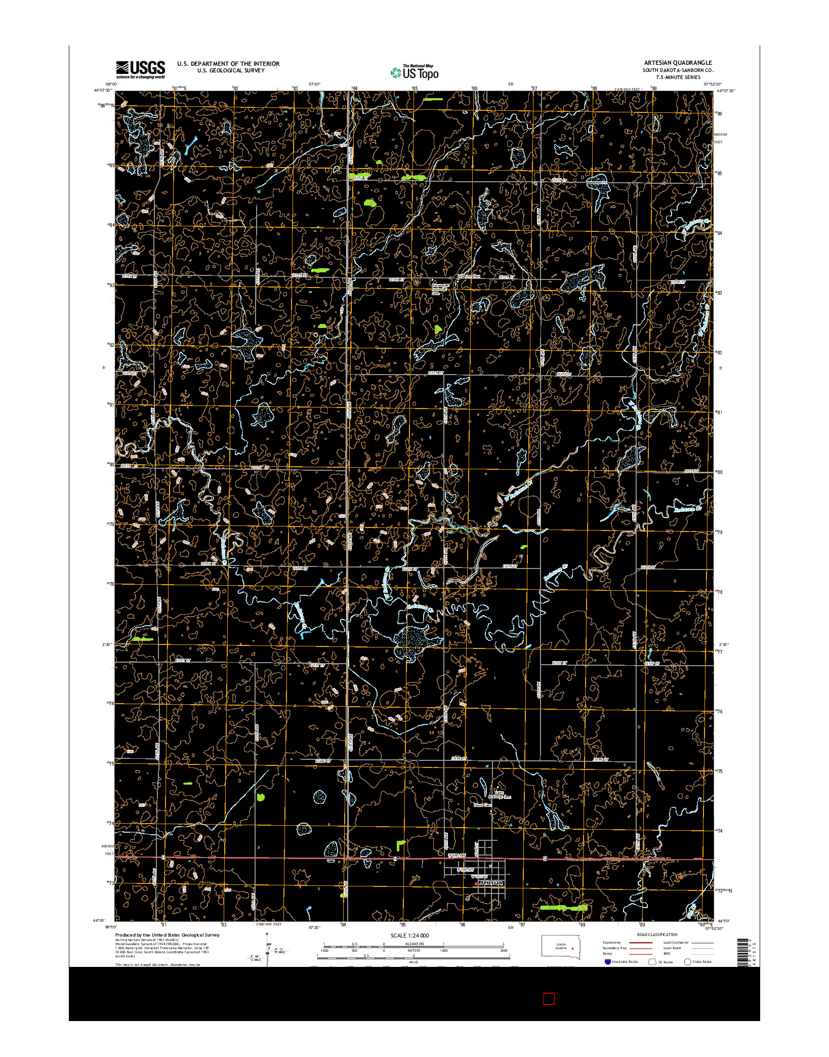 USGS US TOPO 7.5-MINUTE MAP FOR ARTESIAN, SD 2015