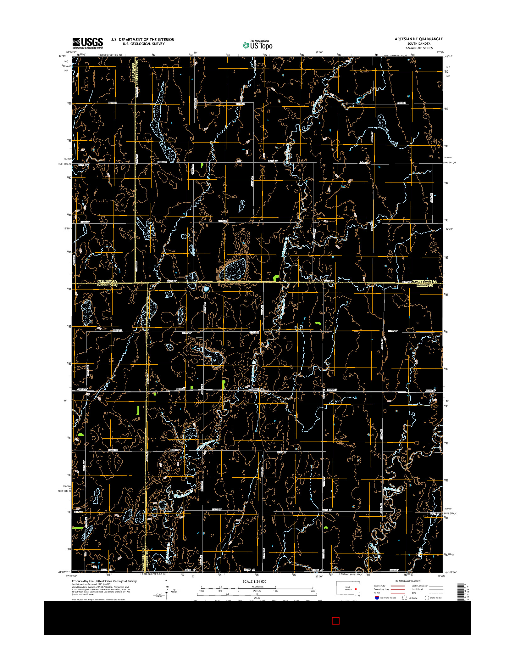 USGS US TOPO 7.5-MINUTE MAP FOR ARTESIAN NE, SD 2015