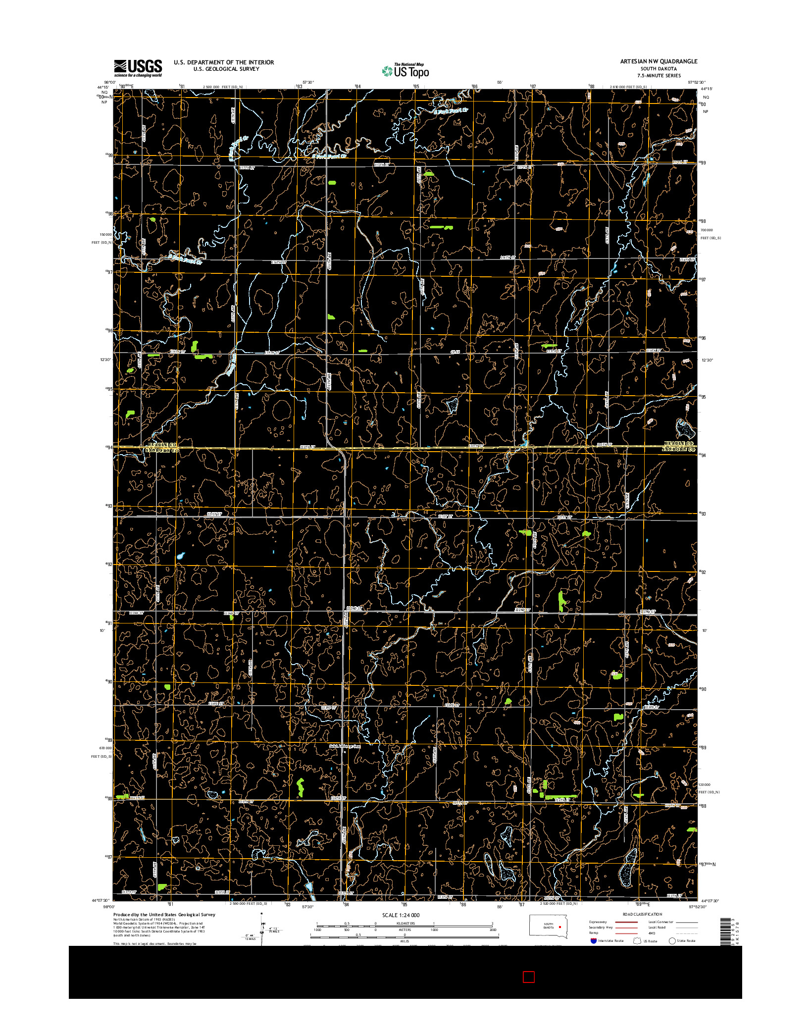 USGS US TOPO 7.5-MINUTE MAP FOR ARTESIAN NW, SD 2015