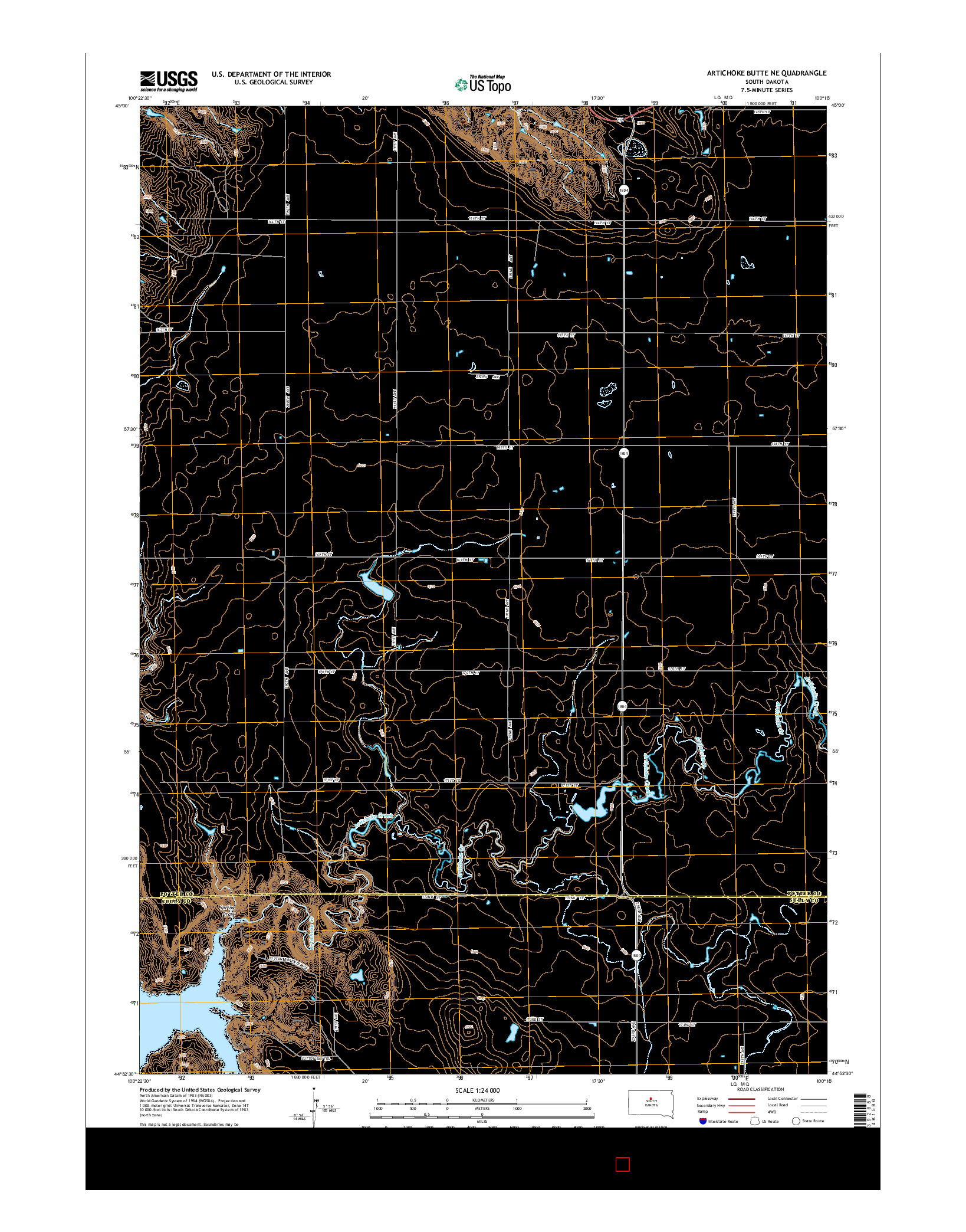 USGS US TOPO 7.5-MINUTE MAP FOR ARTICHOKE BUTTE NE, SD 2015