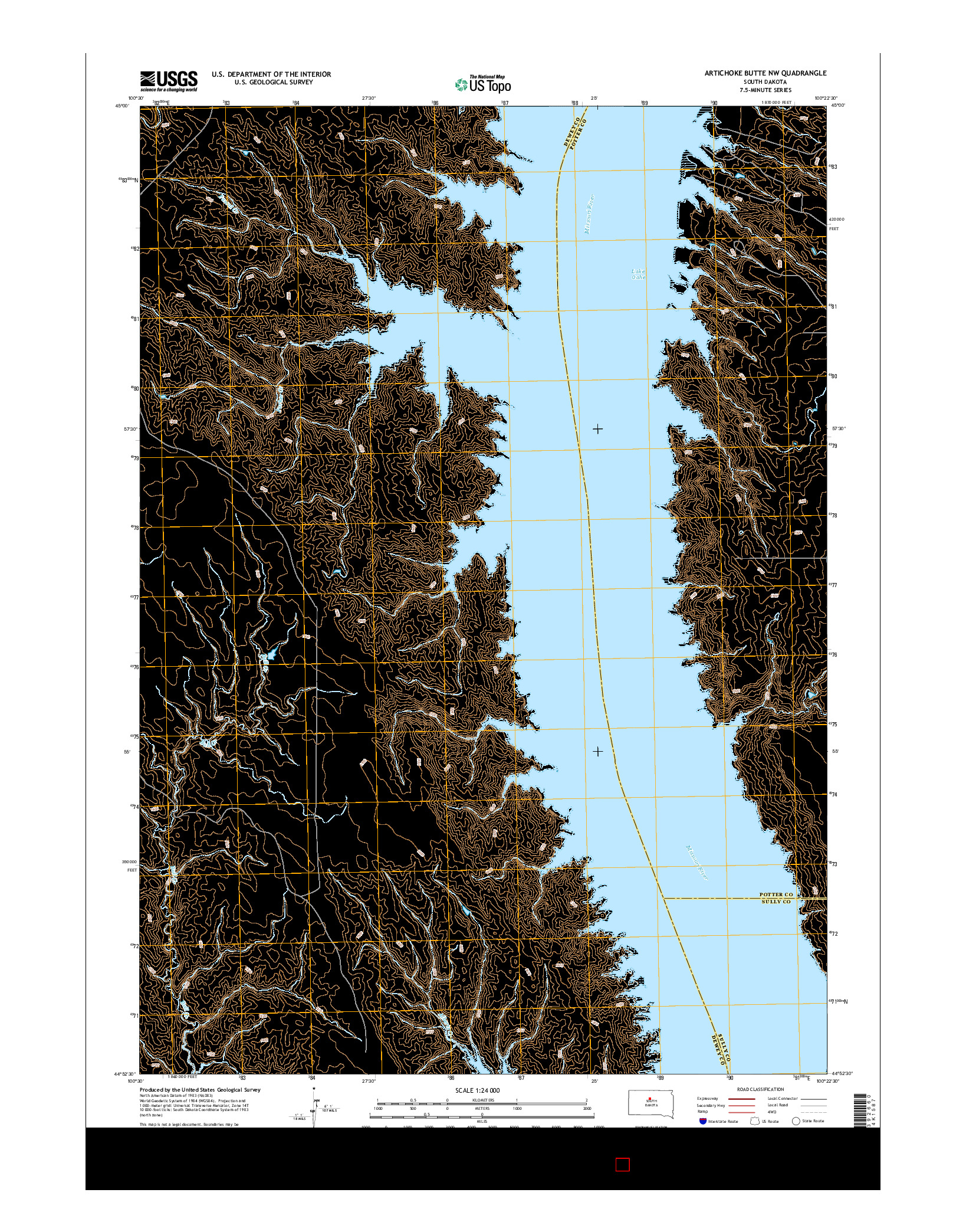 USGS US TOPO 7.5-MINUTE MAP FOR ARTICHOKE BUTTE NW, SD 2015