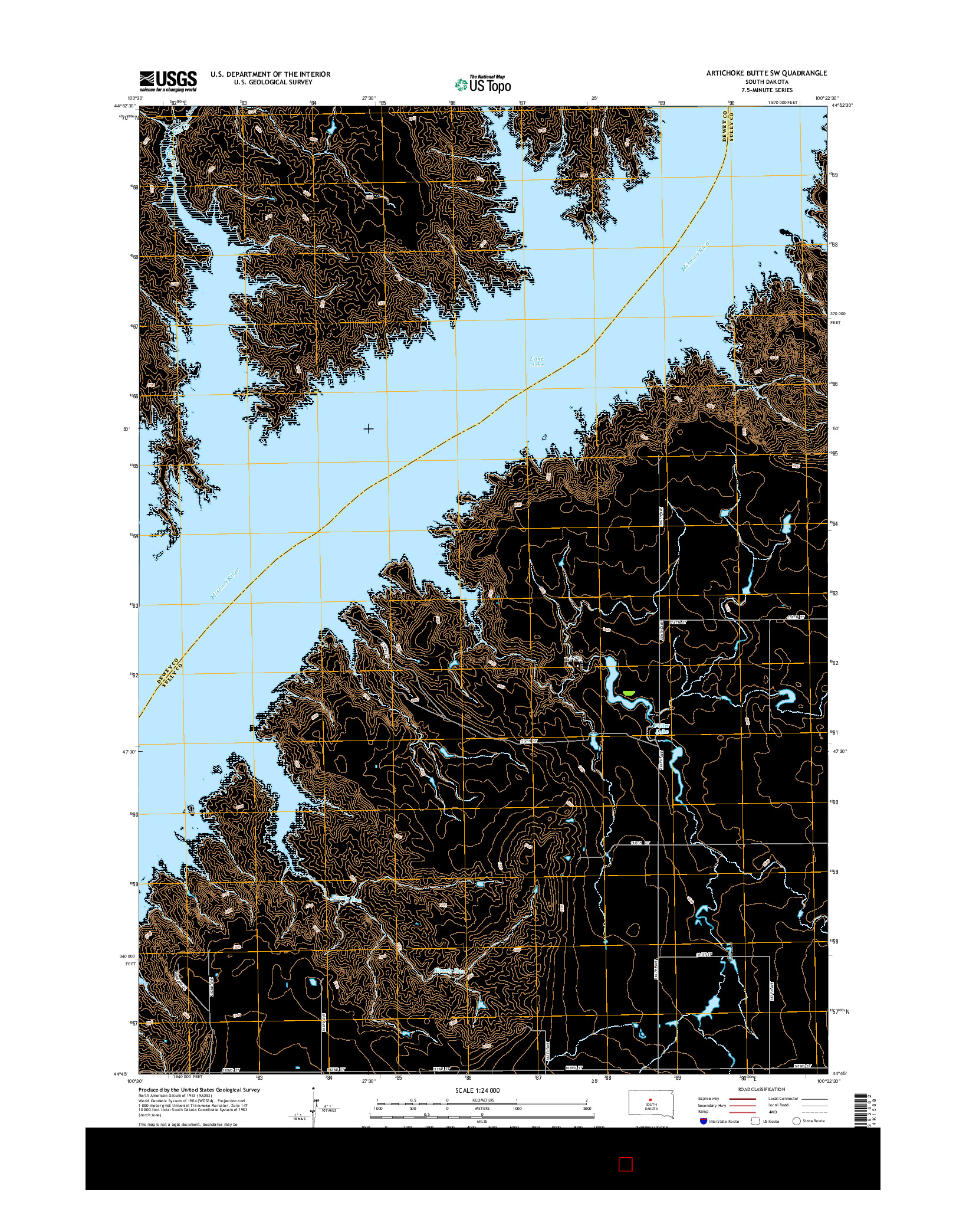 USGS US TOPO 7.5-MINUTE MAP FOR ARTICHOKE BUTTE SW, SD 2015