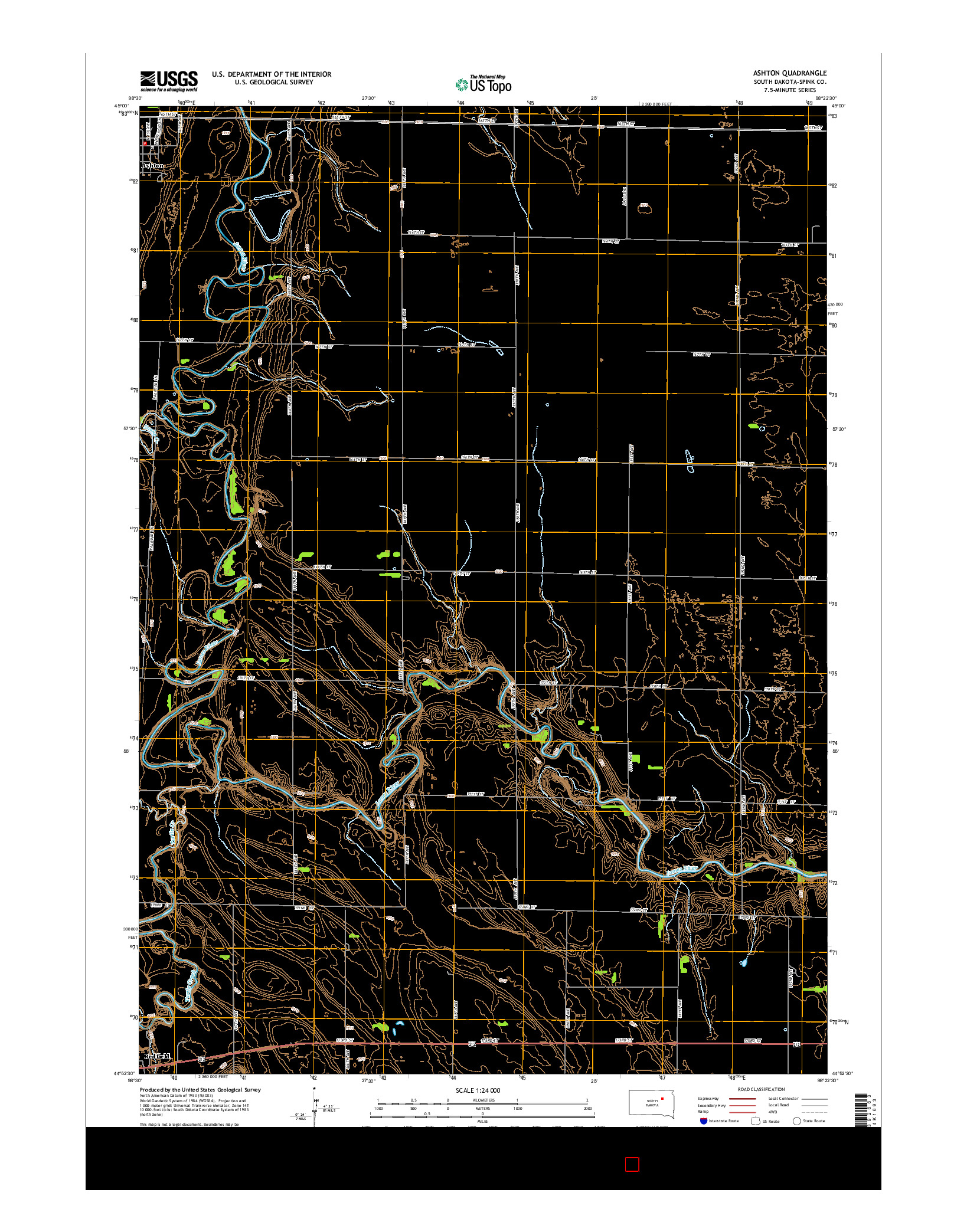 USGS US TOPO 7.5-MINUTE MAP FOR ASHTON, SD 2015