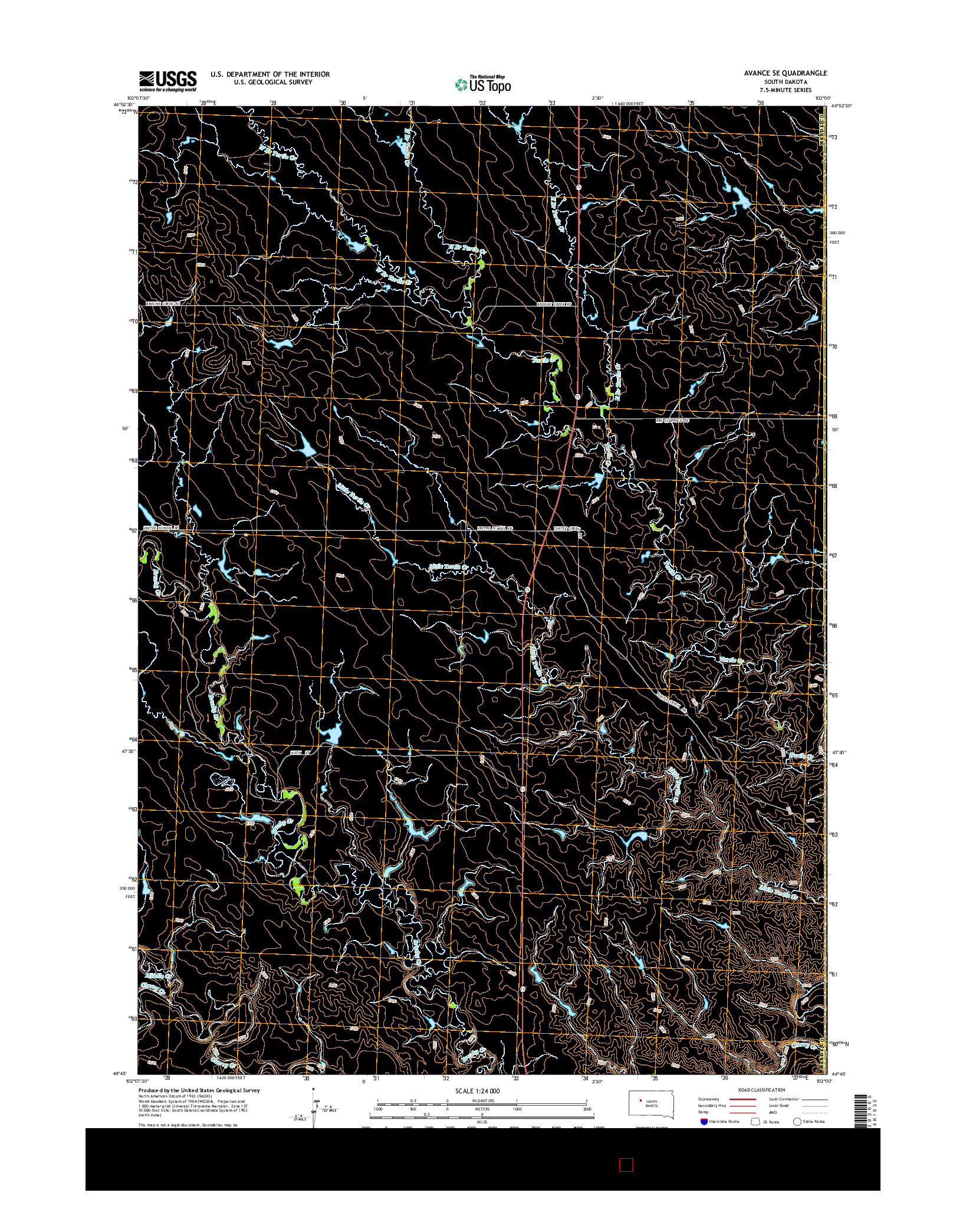 USGS US TOPO 7.5-MINUTE MAP FOR AVANCE SE, SD 2015