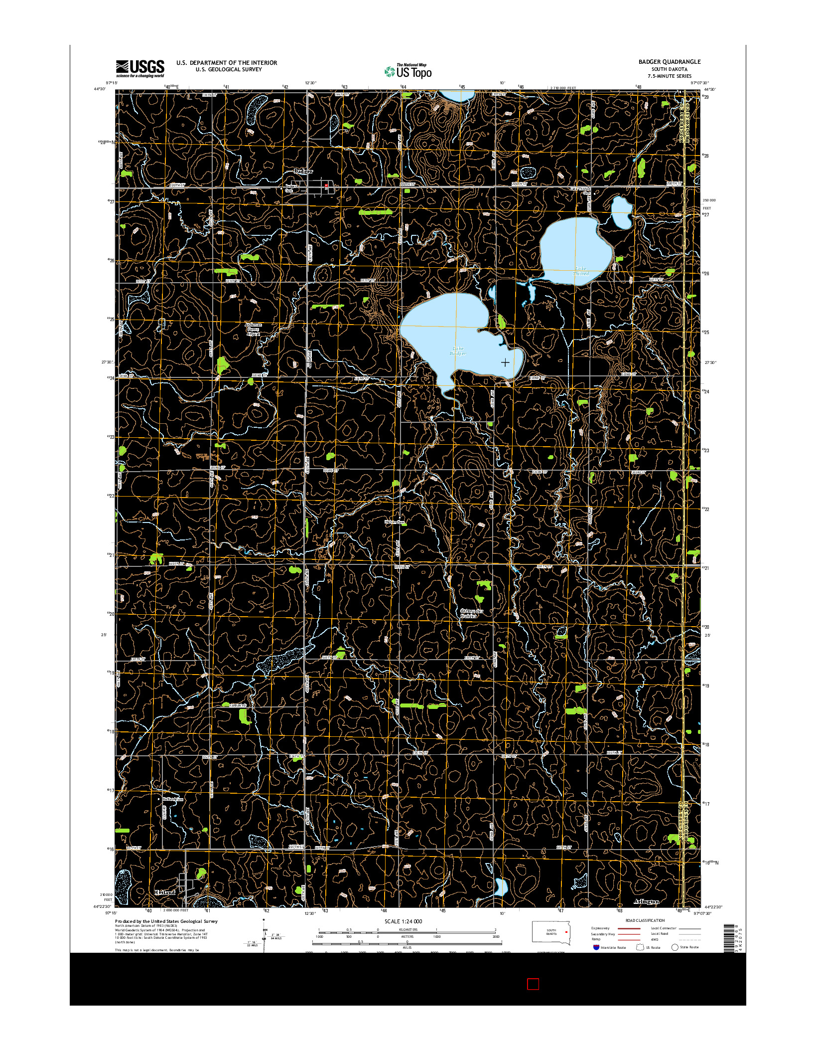 USGS US TOPO 7.5-MINUTE MAP FOR BADGER, SD 2015