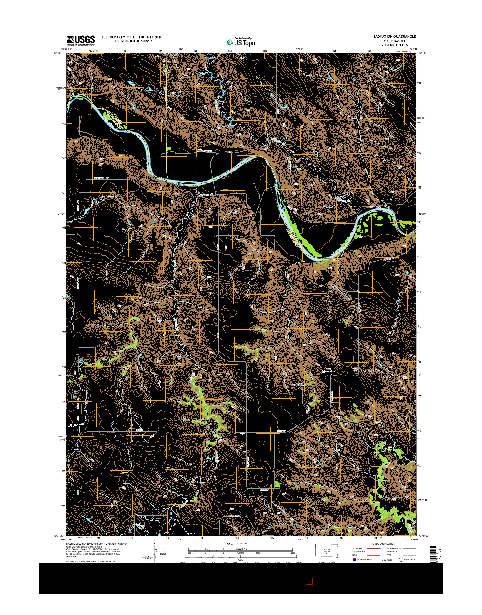 USGS US TOPO 7.5-MINUTE MAP FOR BADNATION, SD 2015