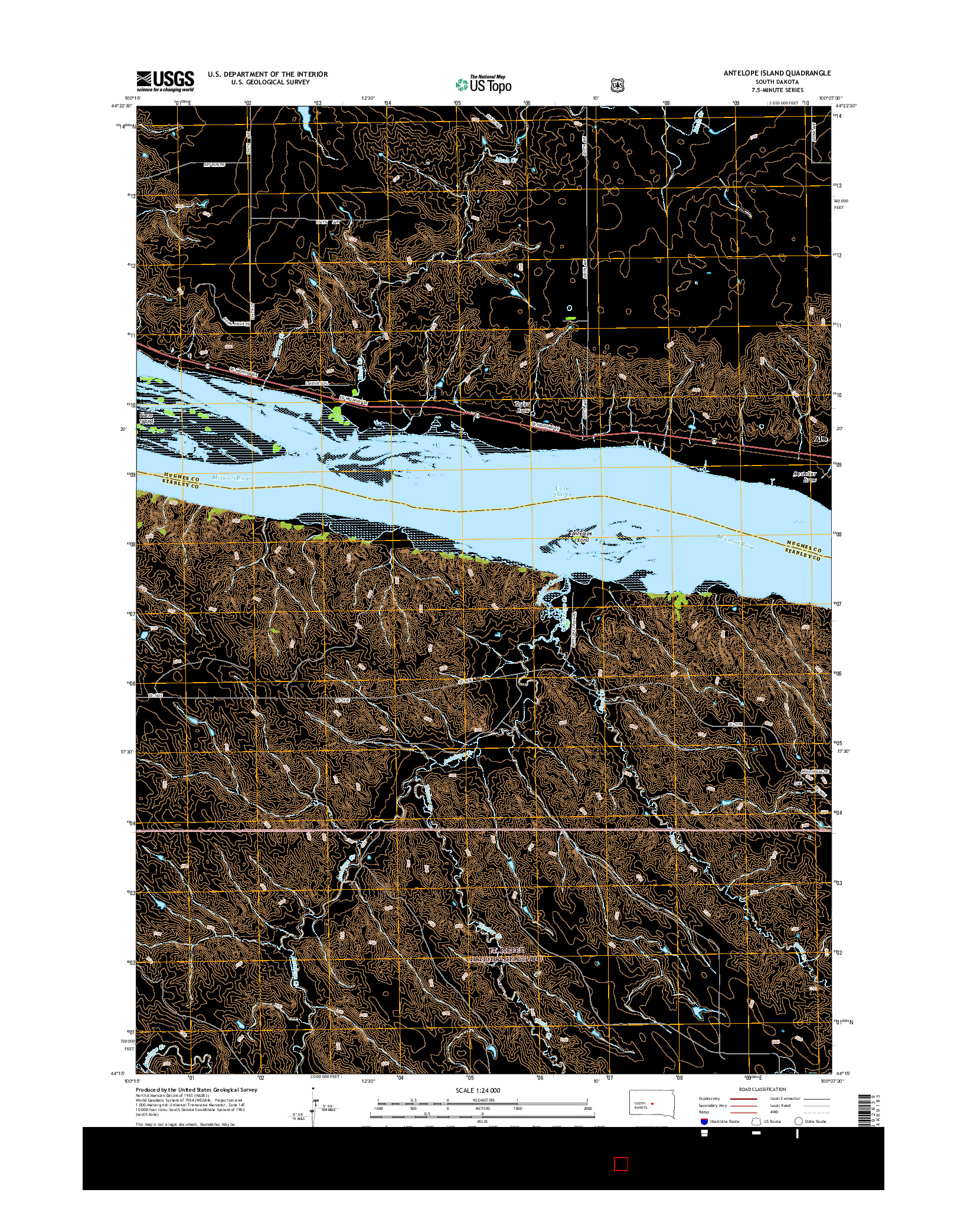 USGS US TOPO 7.5-MINUTE MAP FOR ANTELOPE ISLAND, SD 2015