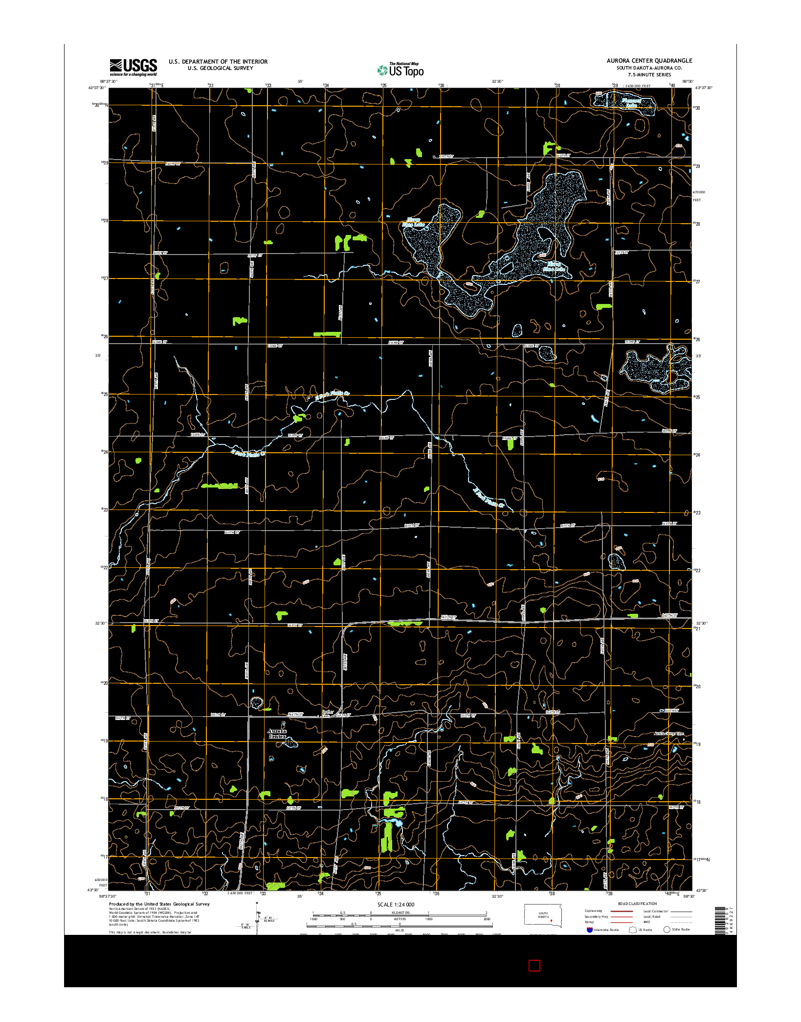 USGS US TOPO 7.5-MINUTE MAP FOR AURORA CENTER, SD 2015