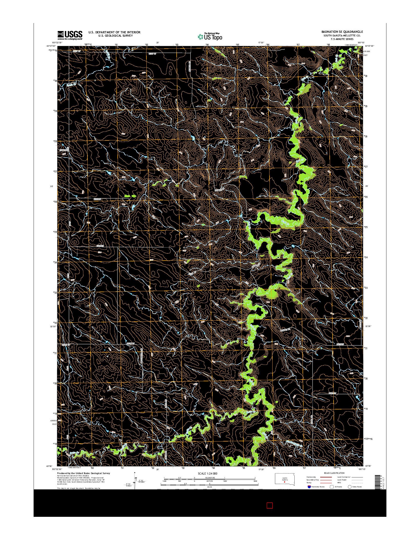 USGS US TOPO 7.5-MINUTE MAP FOR BADNATION SE, SD 2015