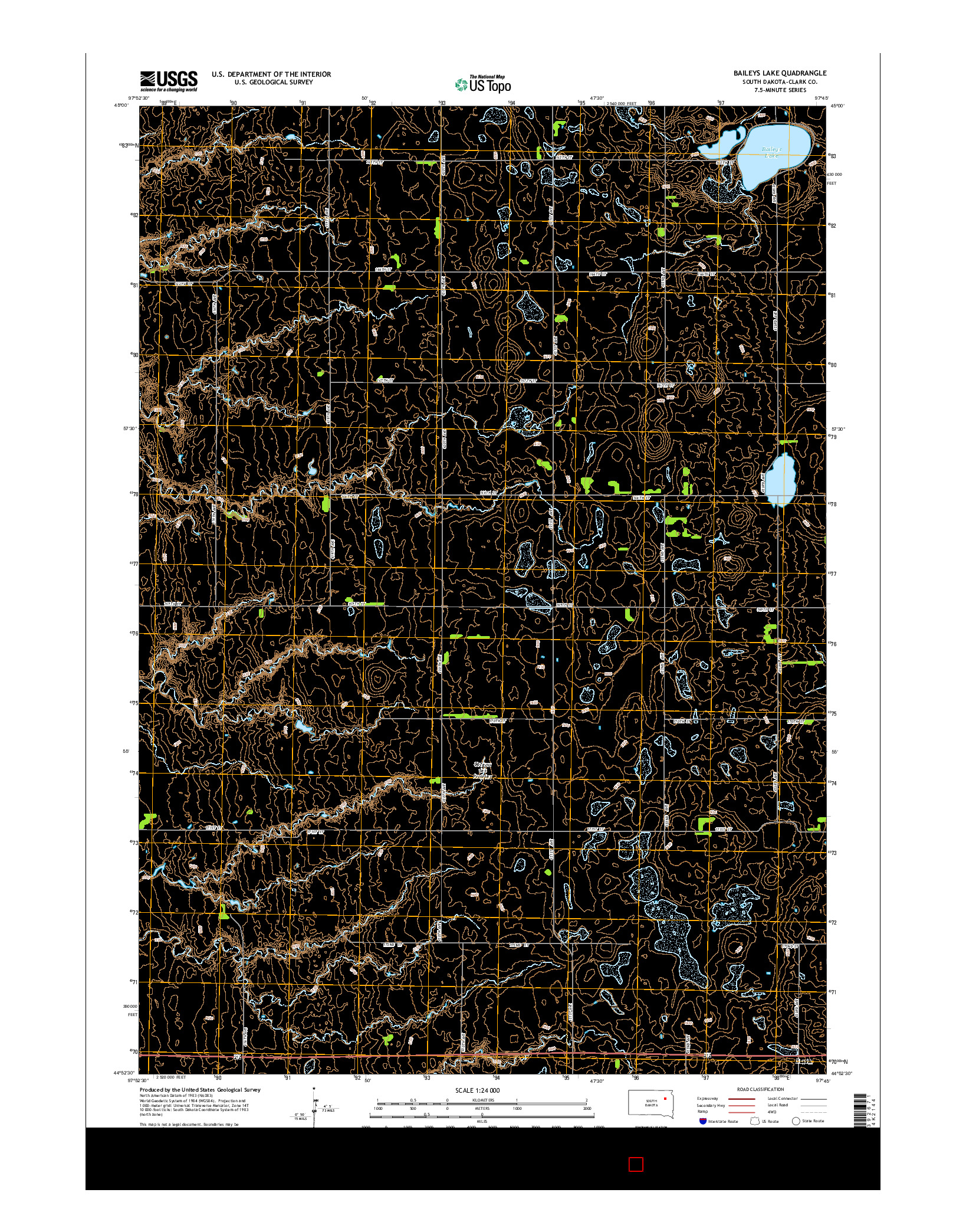 USGS US TOPO 7.5-MINUTE MAP FOR BAILEYS LAKE, SD 2015