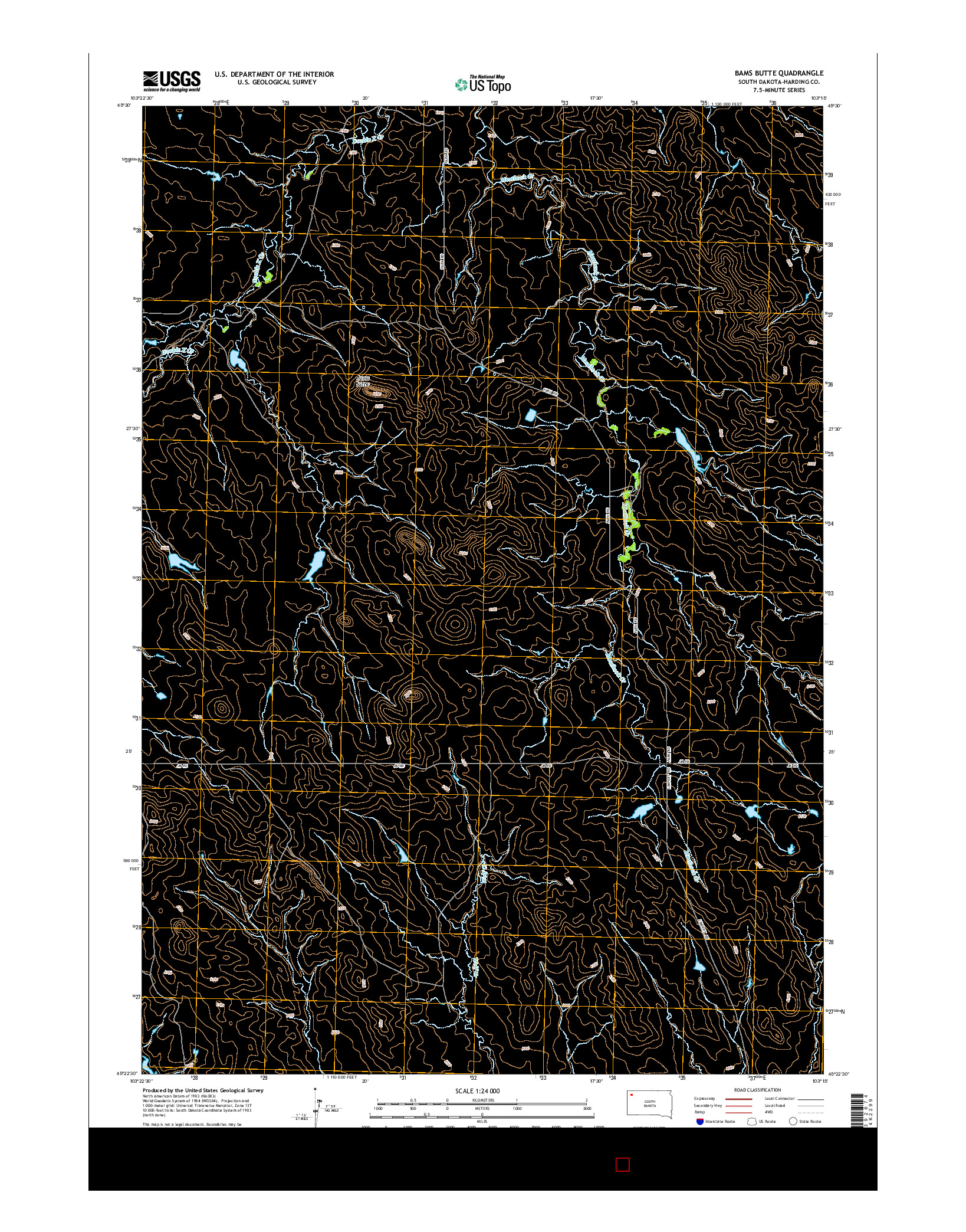 USGS US TOPO 7.5-MINUTE MAP FOR BAMS BUTTE, SD 2015