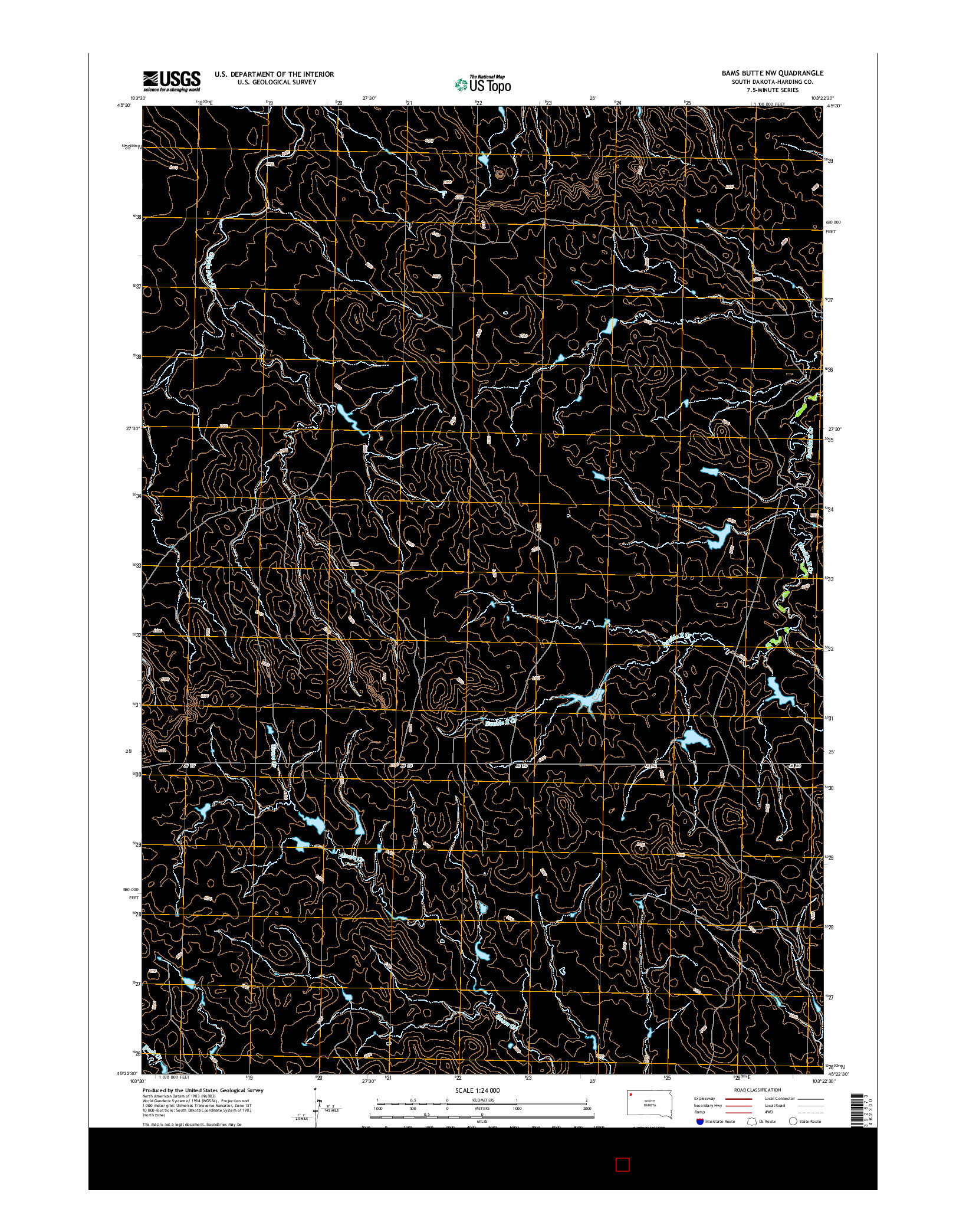 USGS US TOPO 7.5-MINUTE MAP FOR BAMS BUTTE NW, SD 2015