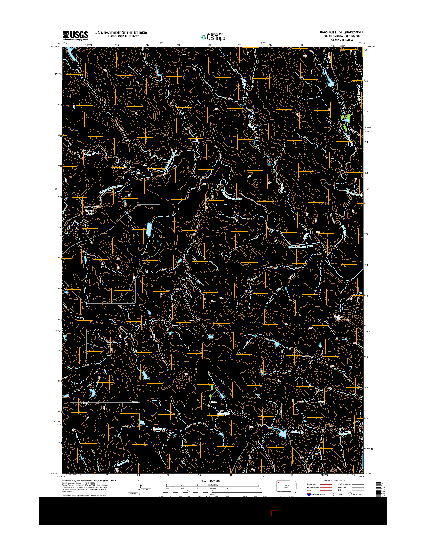 USGS US TOPO 7.5-MINUTE MAP FOR BAMS BUTTE SE, SD 2015