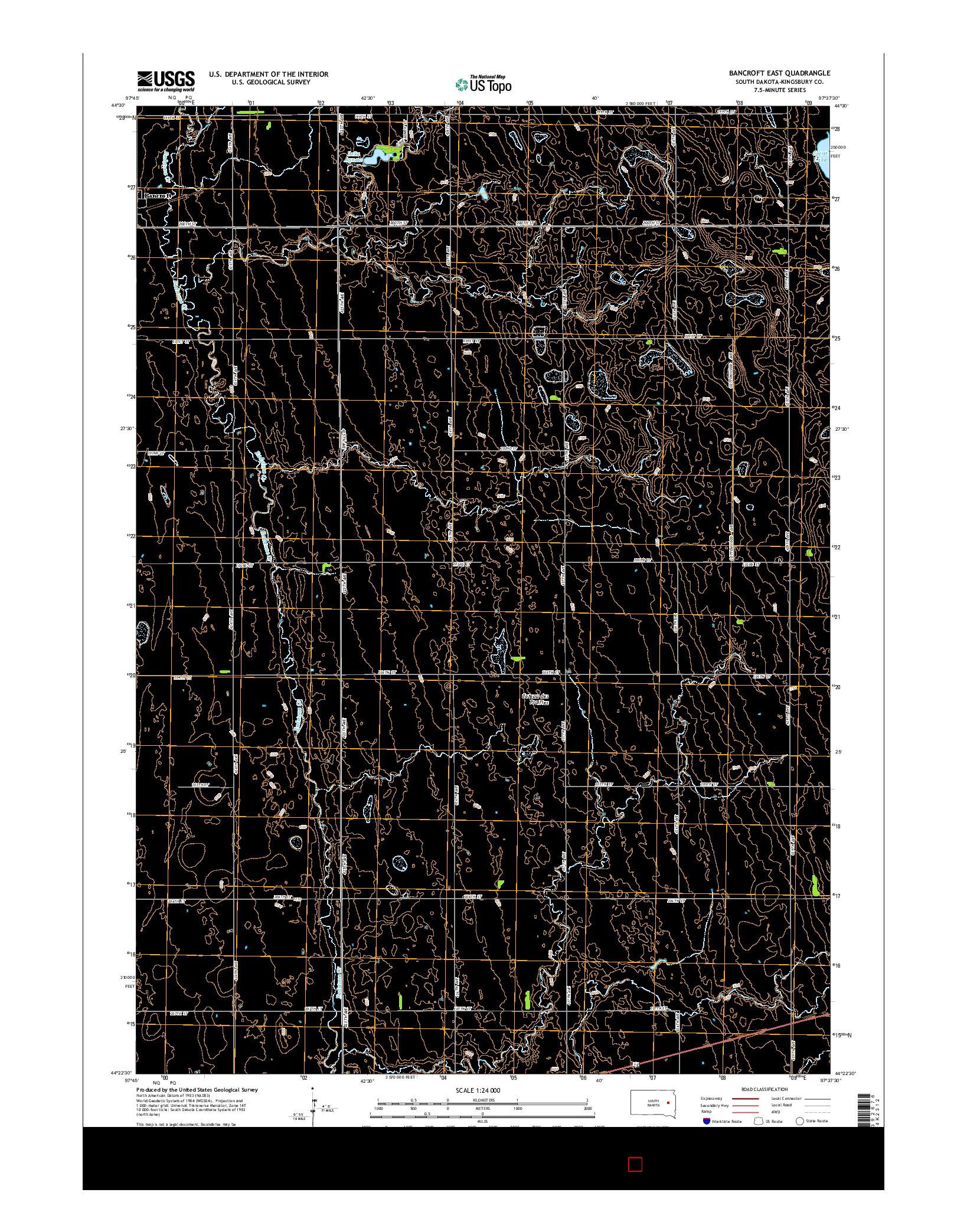 USGS US TOPO 7.5-MINUTE MAP FOR BANCROFT EAST, SD 2015