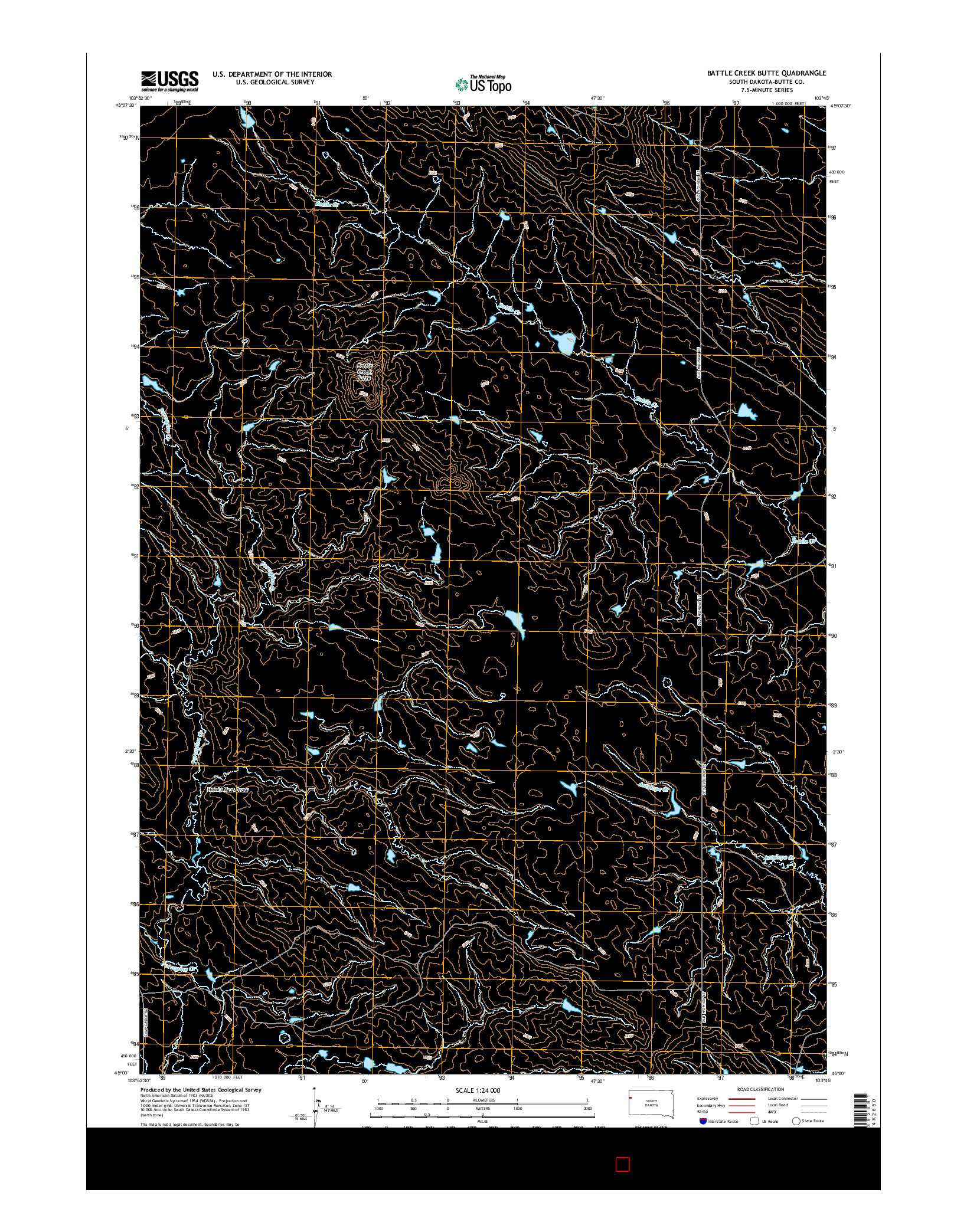 USGS US TOPO 7.5-MINUTE MAP FOR BATTLE CREEK BUTTE, SD 2015