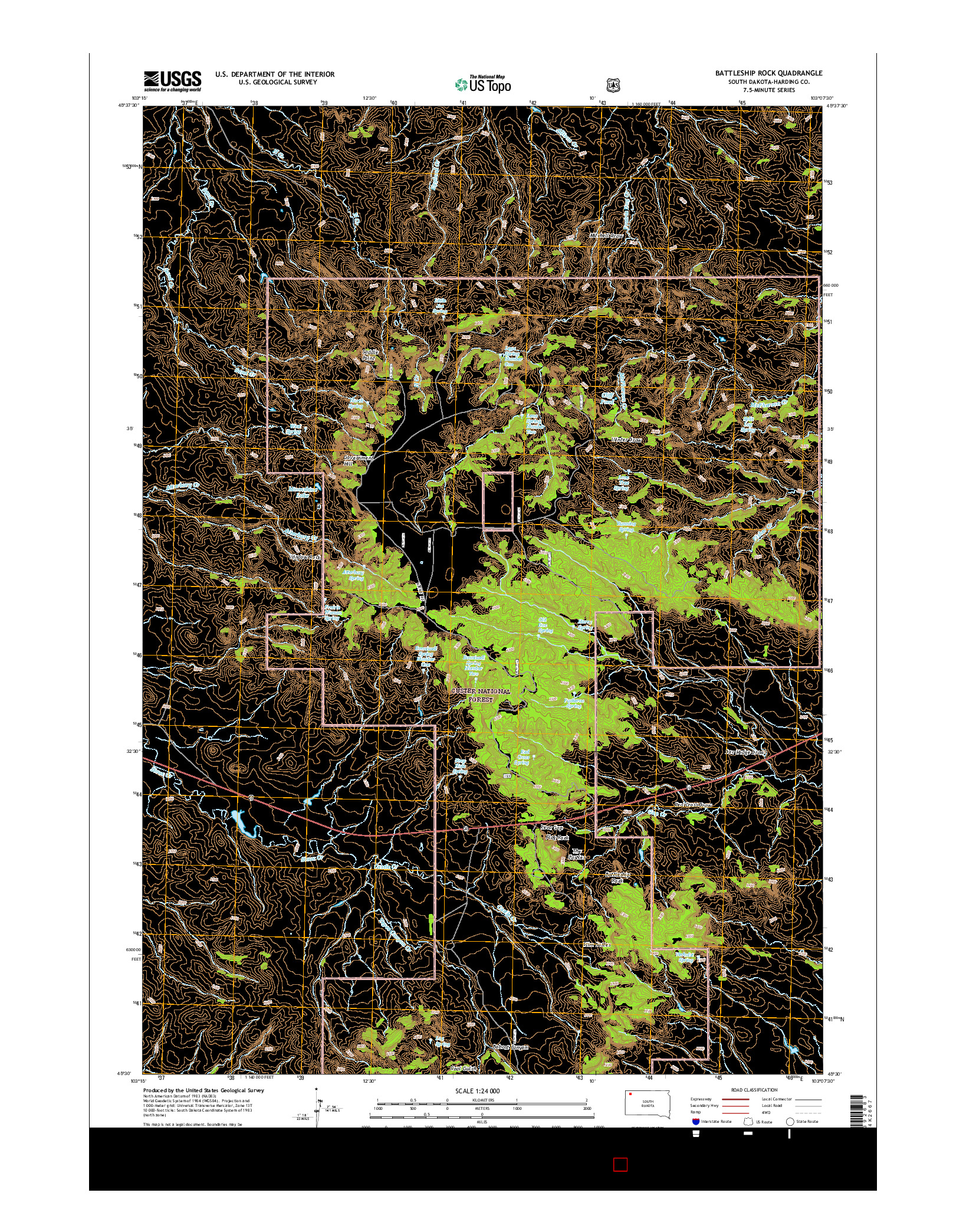 USGS US TOPO 7.5-MINUTE MAP FOR BATTLESHIP ROCK, SD 2015