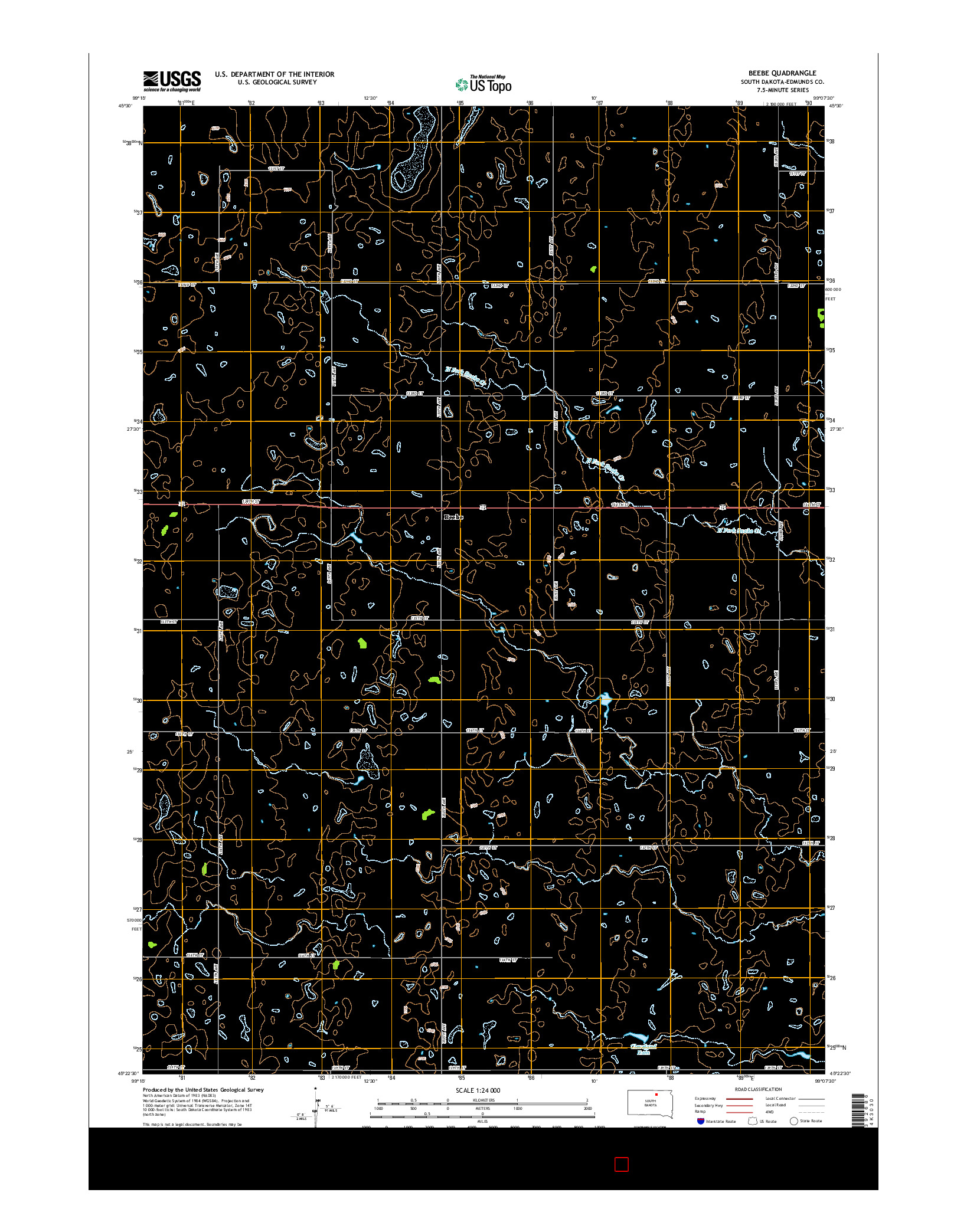 USGS US TOPO 7.5-MINUTE MAP FOR BEEBE, SD 2015