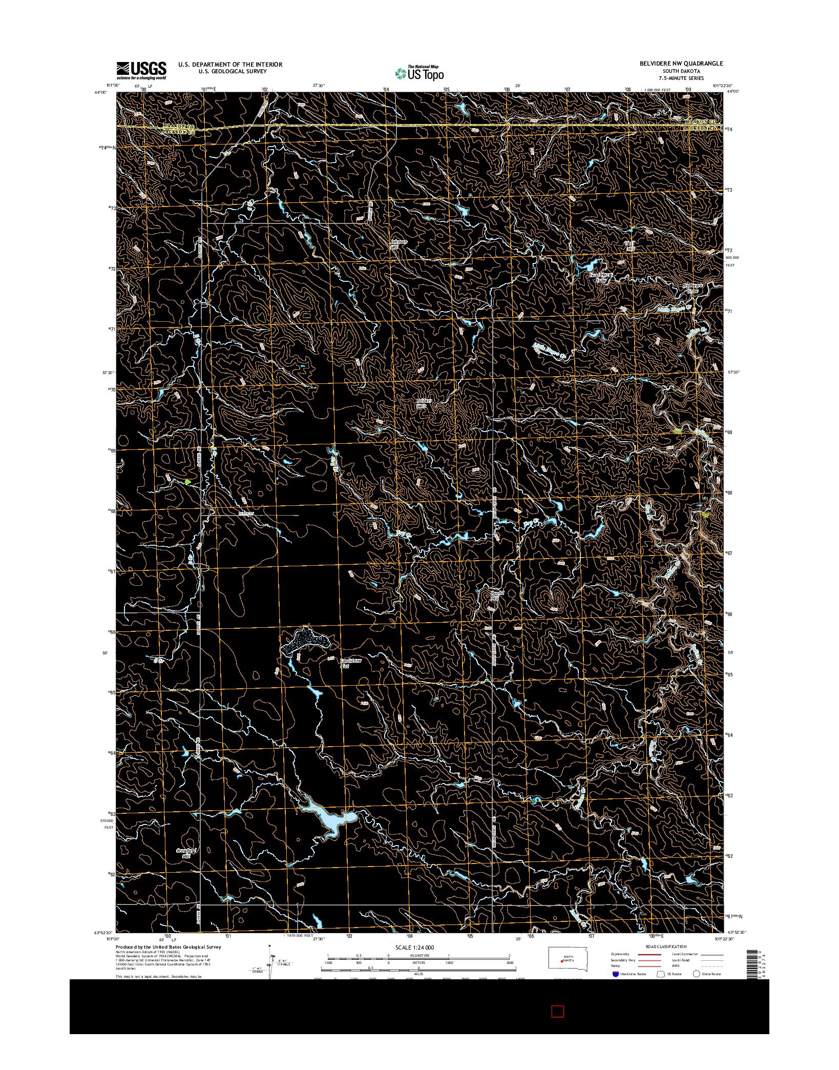USGS US TOPO 7.5-MINUTE MAP FOR BELVIDERE NW, SD 2015