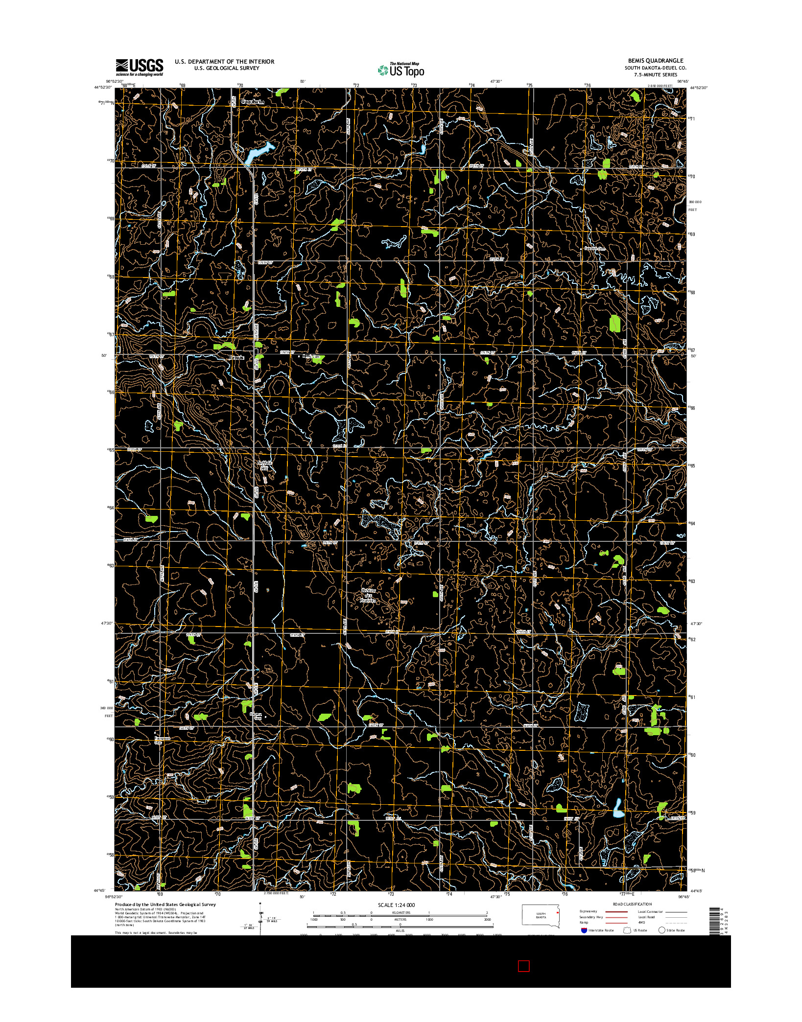 USGS US TOPO 7.5-MINUTE MAP FOR BEMIS, SD 2015