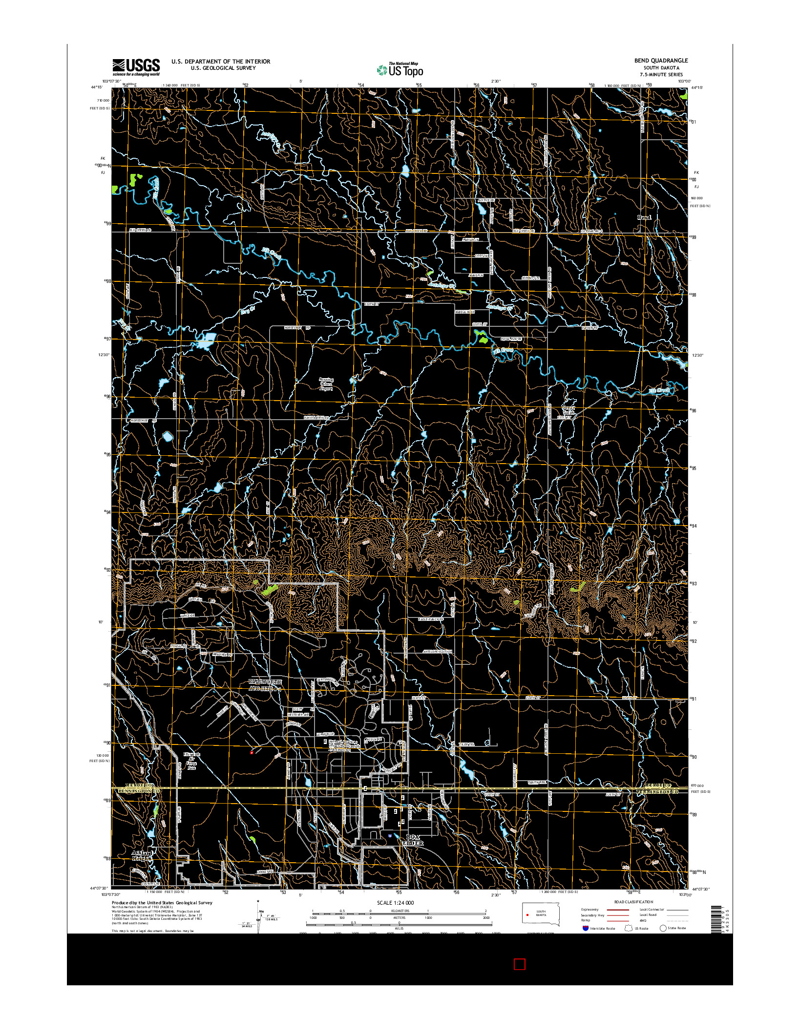 USGS US TOPO 7.5-MINUTE MAP FOR BEND, SD 2015